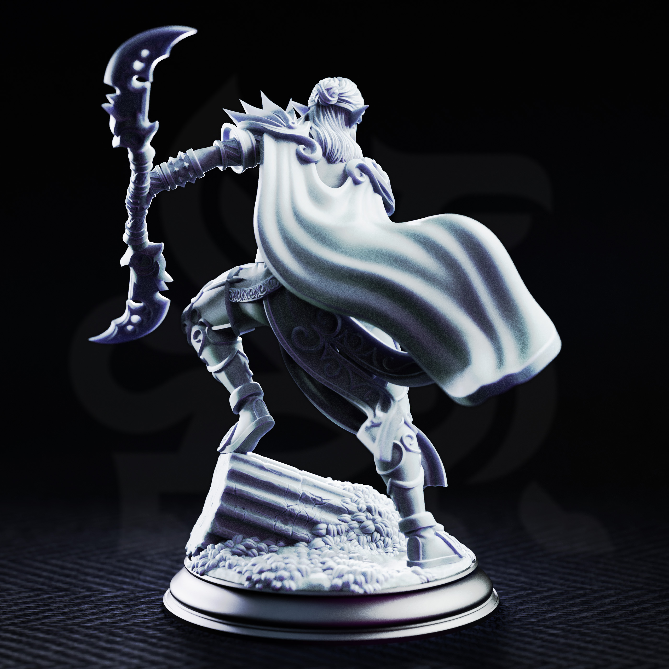 Unpainted resin miniature of Ilyara Deri, assassin of the waning moon — view 3 of 4