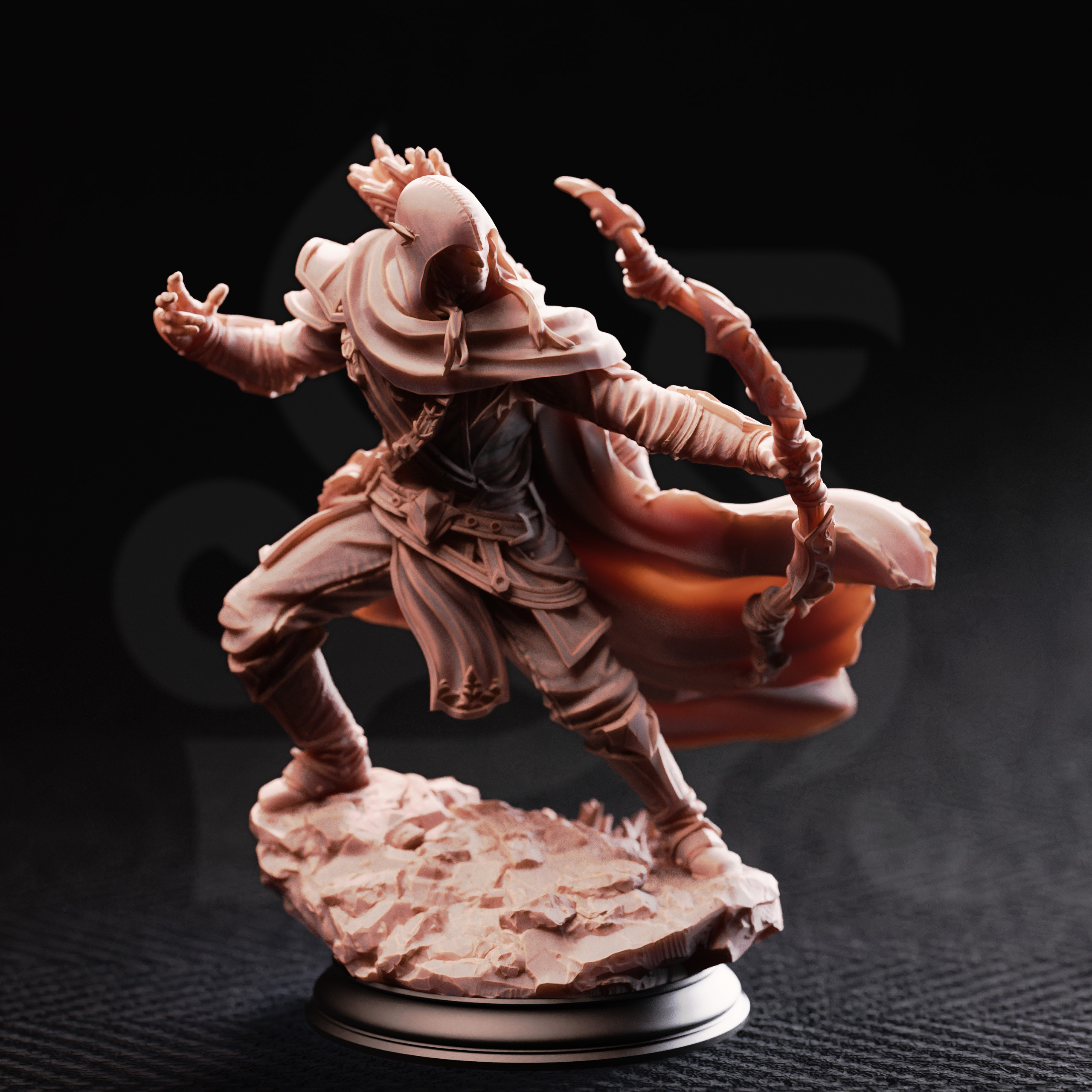 Unpainted resin miniature of Indua’ne Viverik, drow ranger