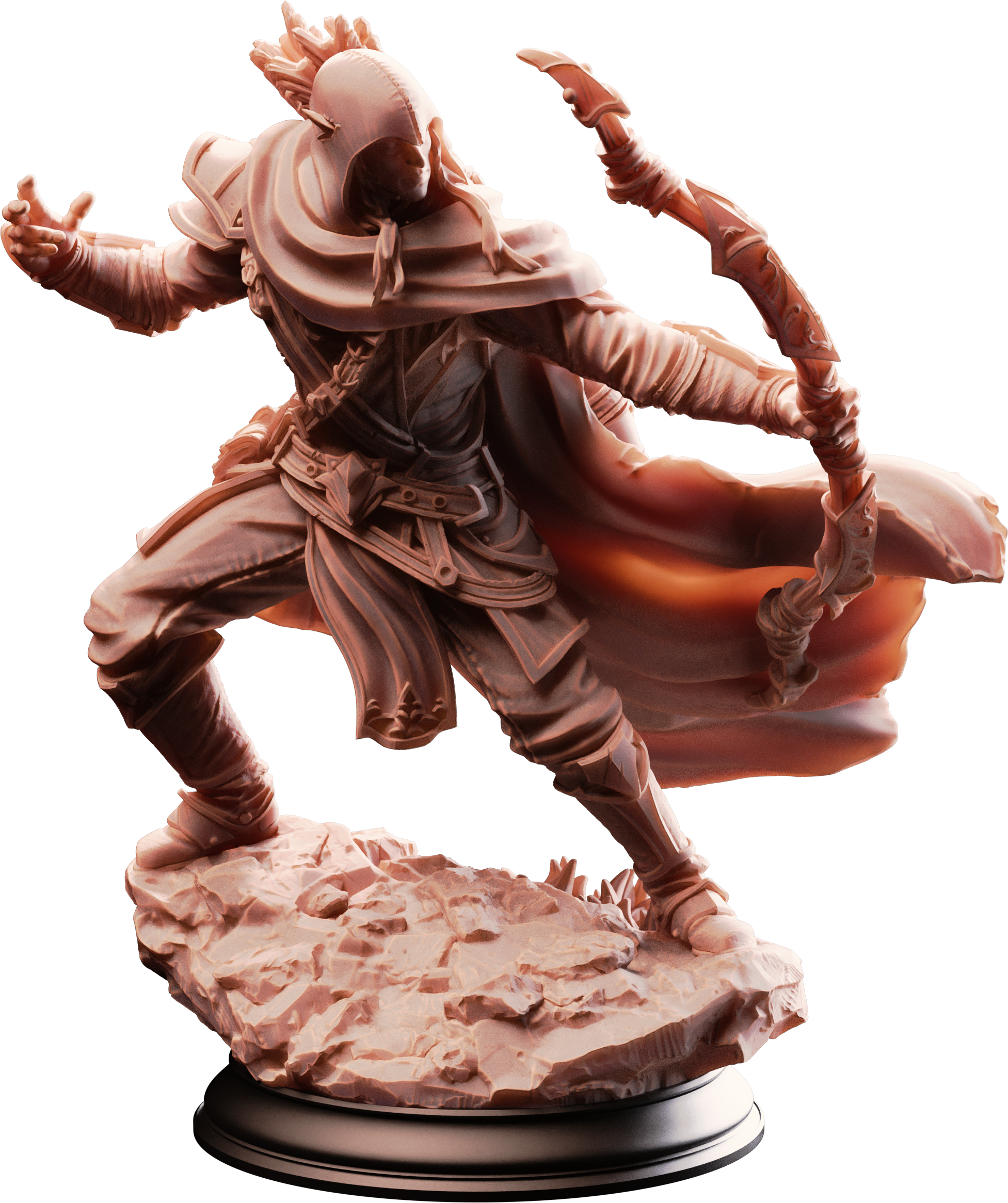 Unpainted resin miniature of Indua’ne Viverik, drow ranger — view 4 of 4
