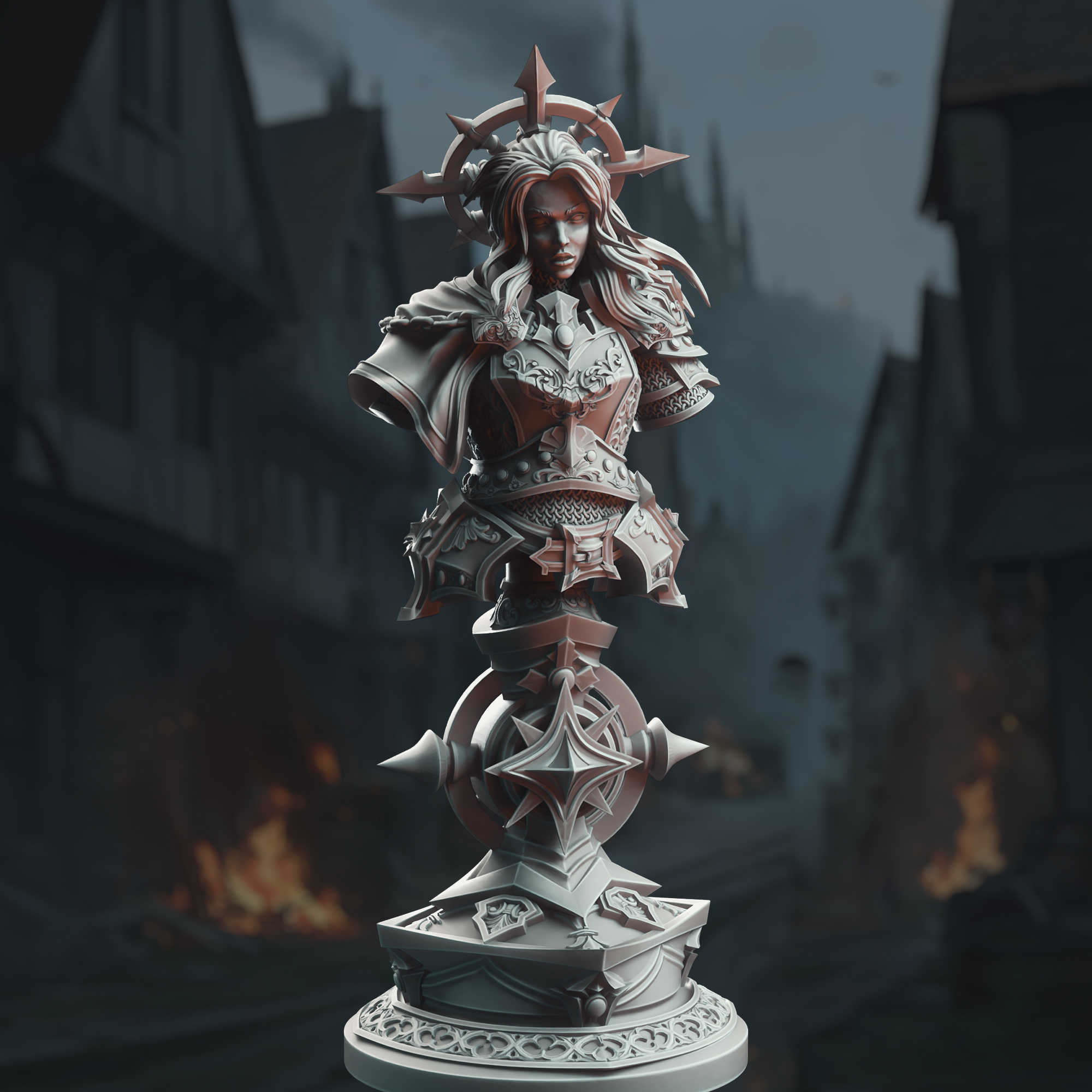 Unpainted resin miniature of Johanna Saffron the Scorned - Vengeance Paladin - Bust