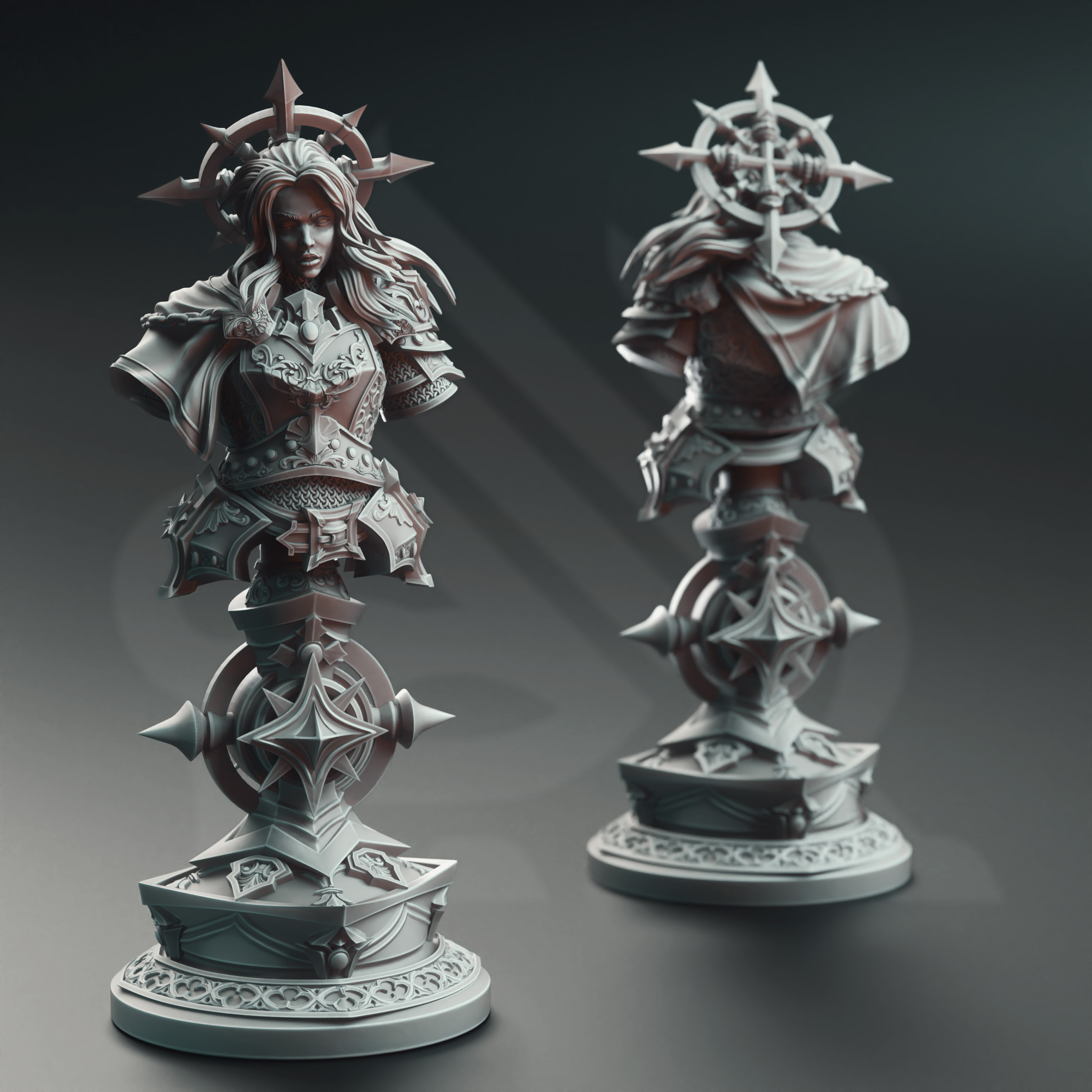 Unpainted resin miniature of Johanna Saffron the Scorned - Vengeance Paladin - Bust — view 2 of 4