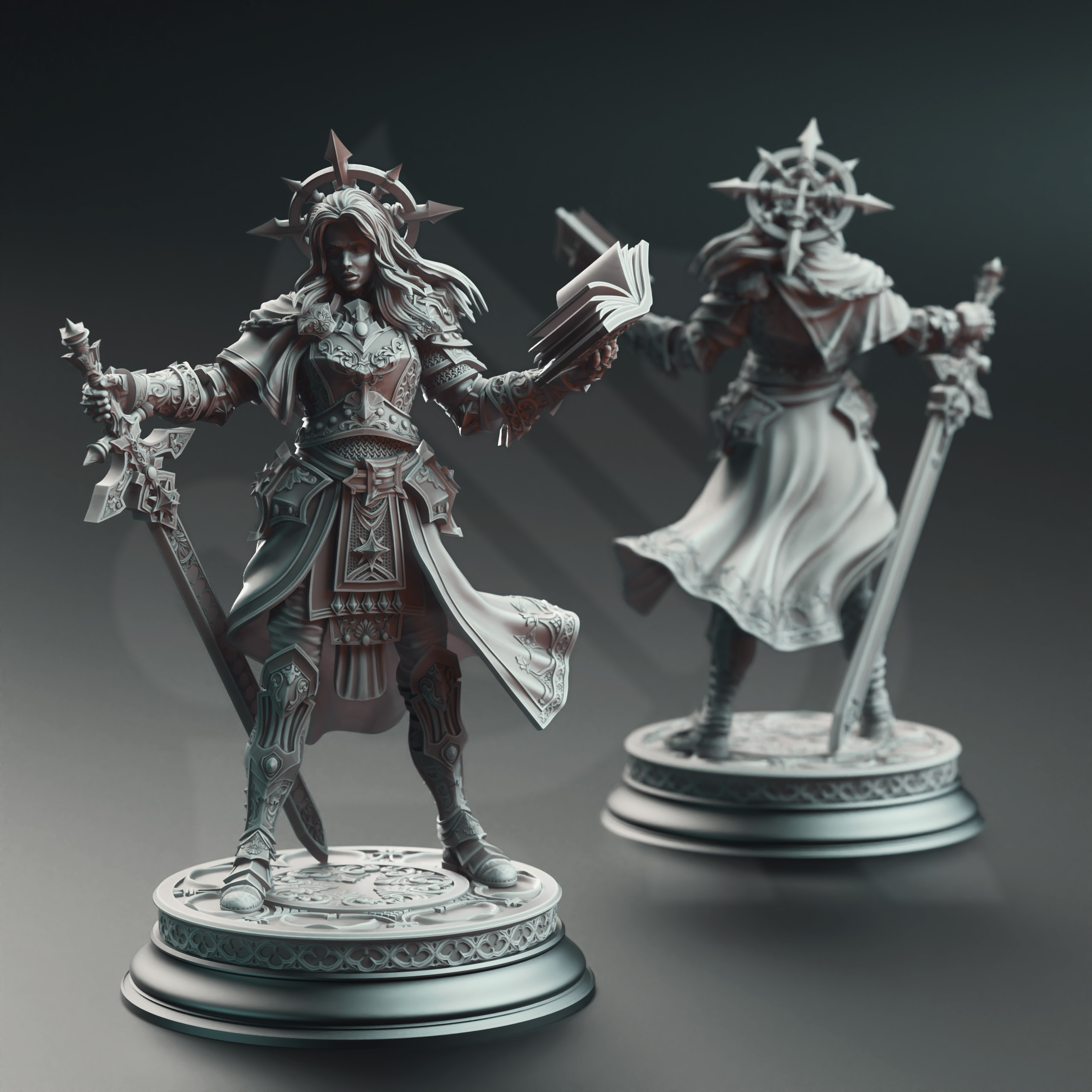 Unpainted resin miniature of Johanna Saffron the Scorned - Vengeance Paladin — view 2 of 4