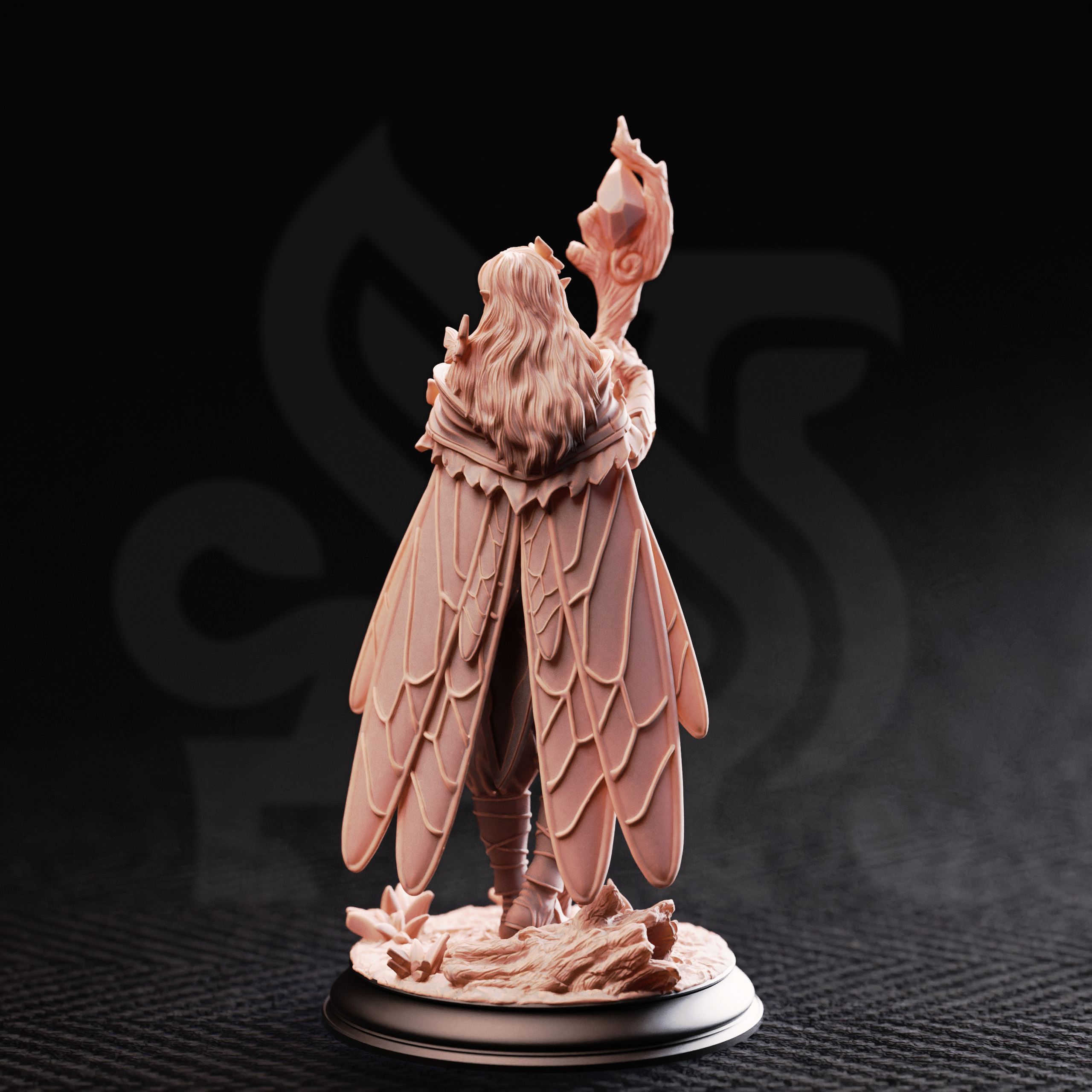 Unpainted resin miniature of Kahlia Birdsong, druid of the canopy — view 3 of 4