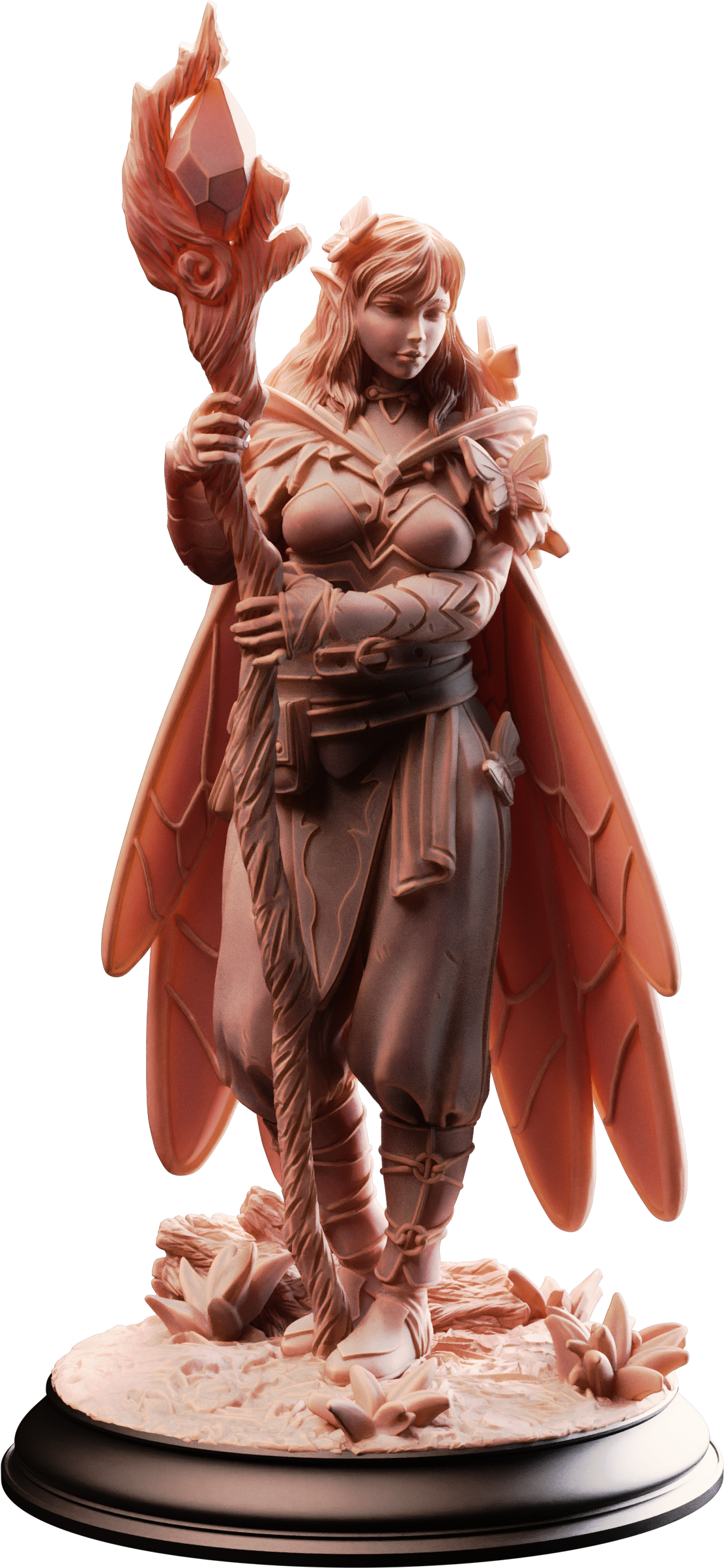 Unpainted resin miniature of Kahlia Birdsong, druid of the canopy — view 4 of 4