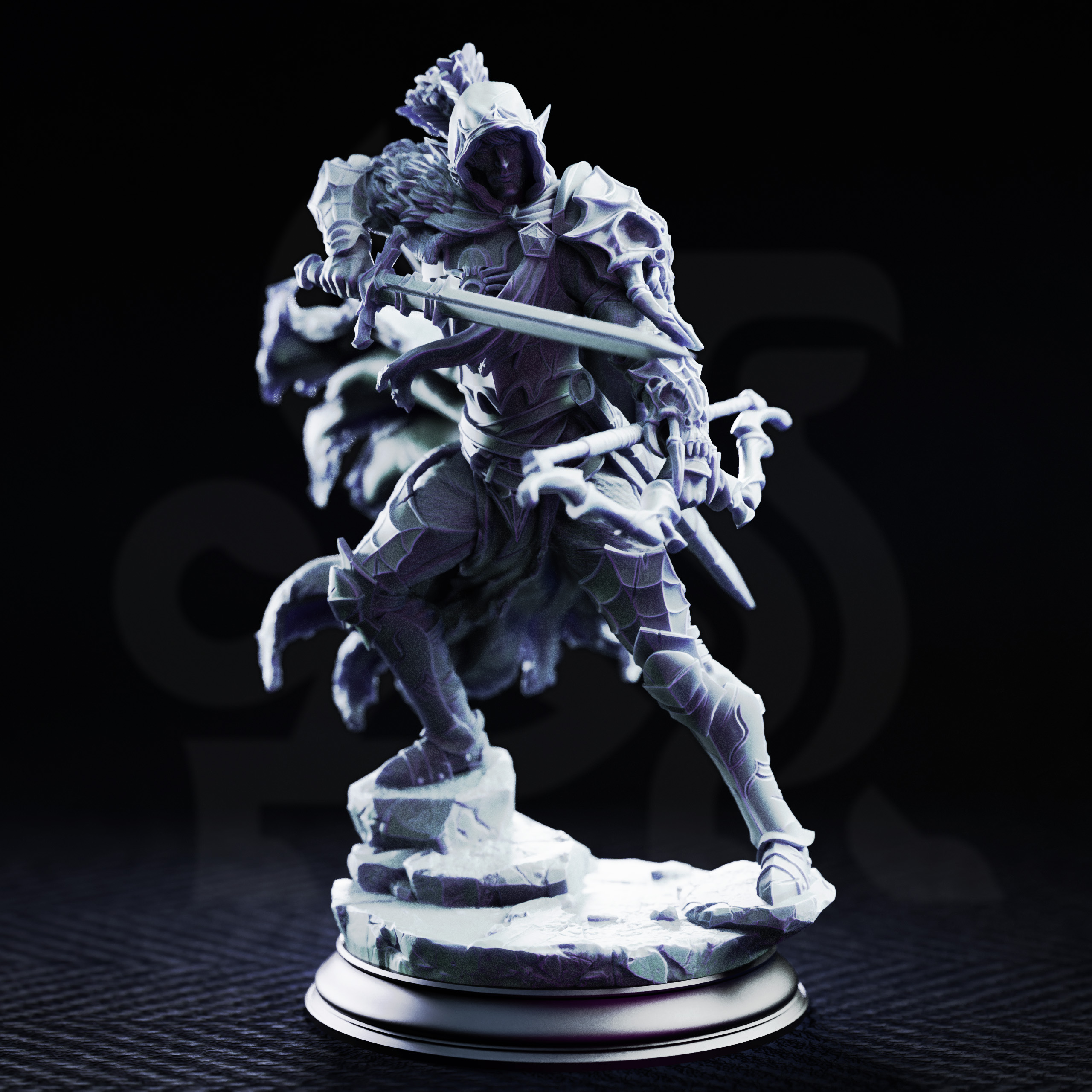 Unpainted resin miniature of Karazor, irinax’s eyes