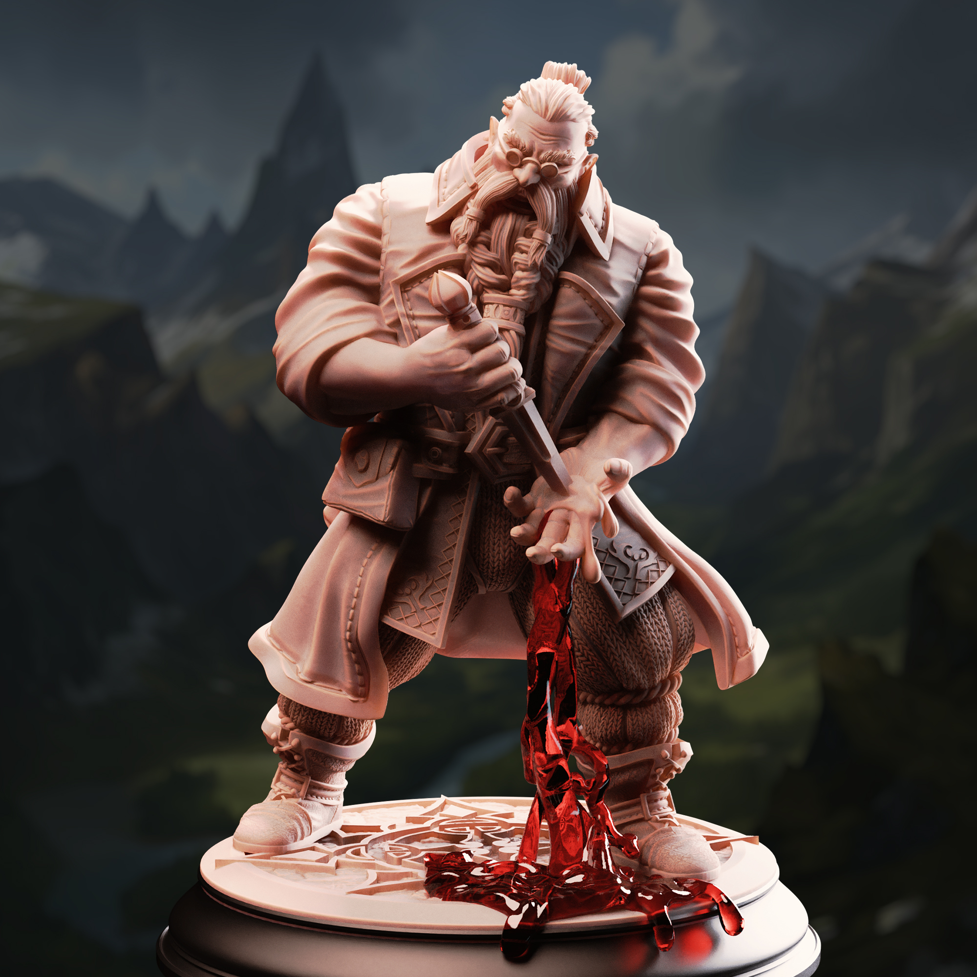 Unpainted resin miniature of Korgrin Bloodstone, fledgling haemomancer — view 2 of 4