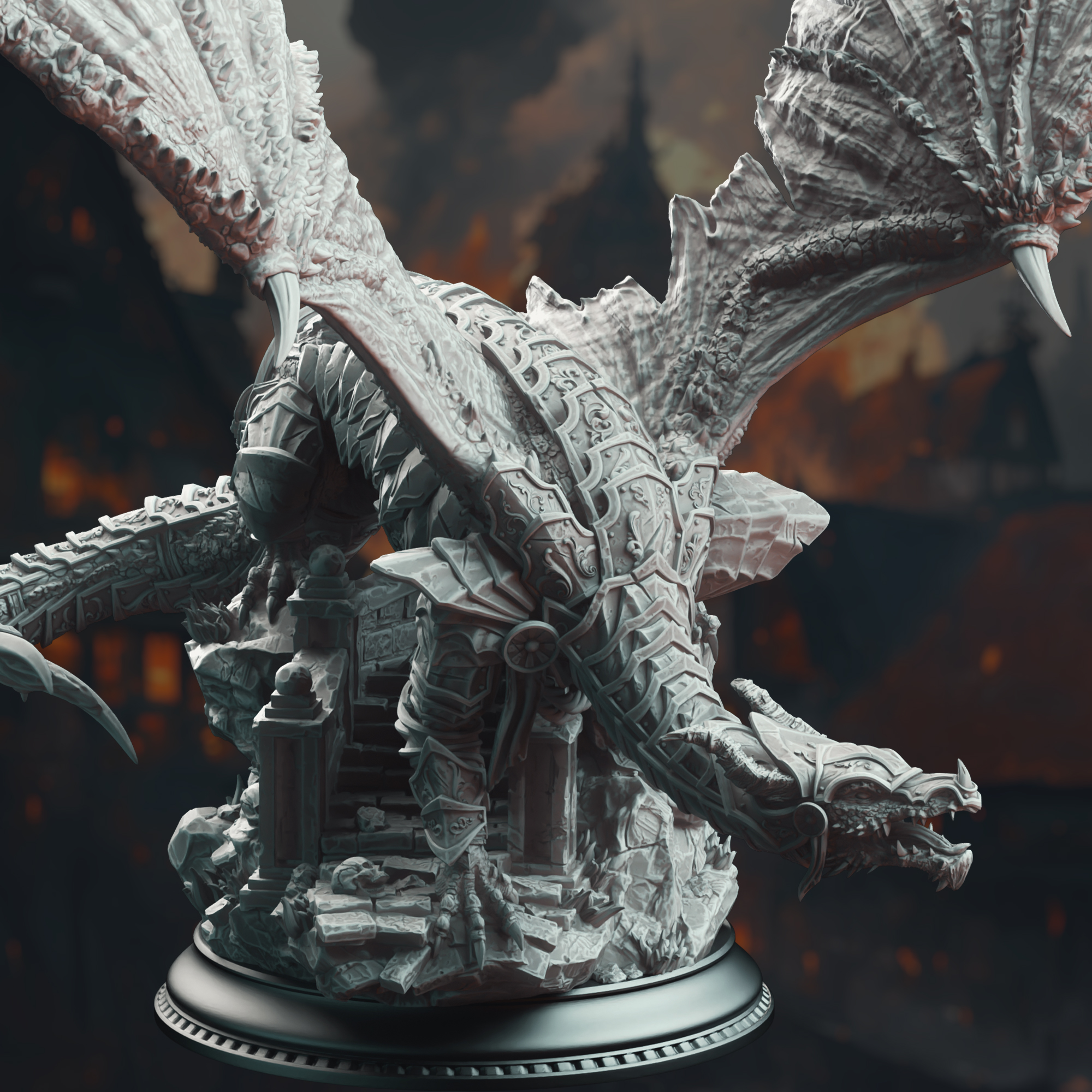 Unpainted resin miniature of Kuriazor the Dark Scaled - Dragon of the Depths
