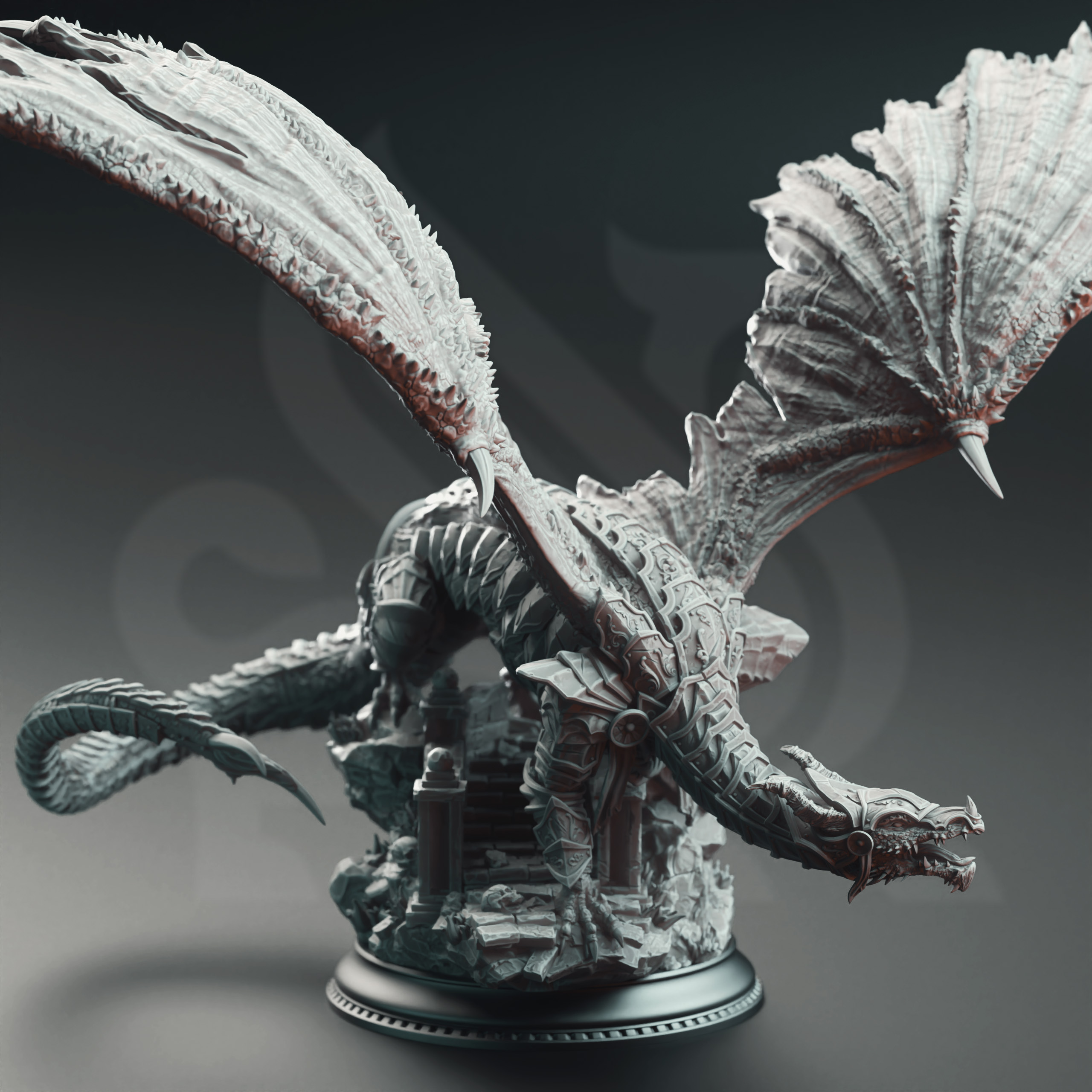 Unpainted resin miniature of Kuriazor the Dark Scaled - Dragon of the Depths — view 2 of 4