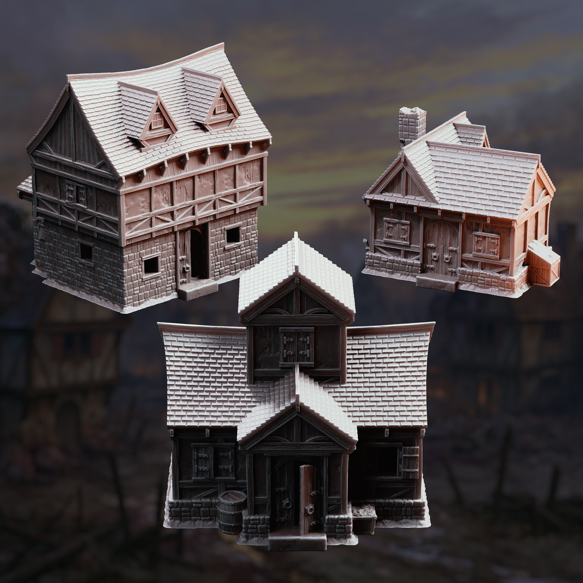 Unpainted resin terrain set: Limlight - Plagued Village