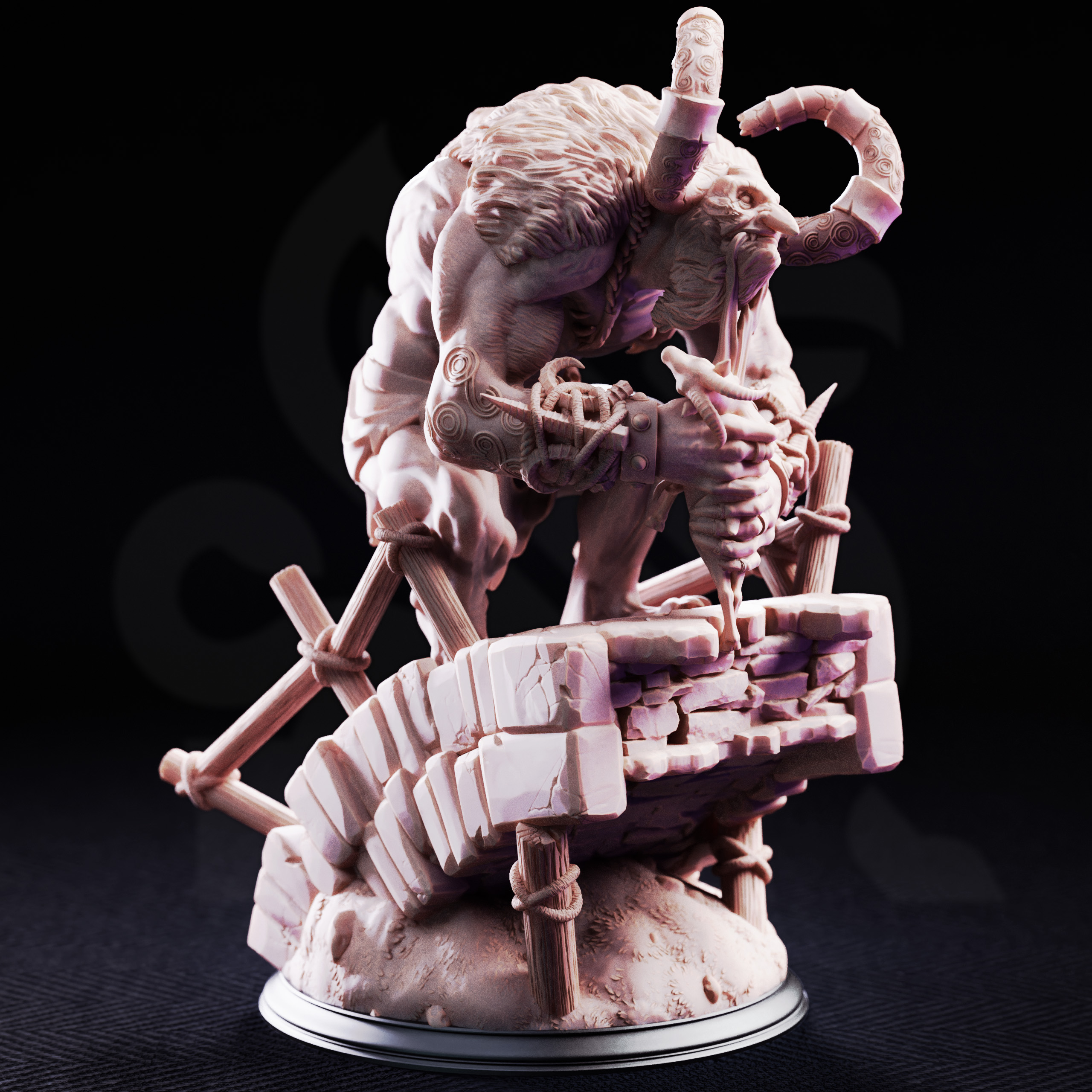 Unpainted resin miniature of Little John, bridge troll