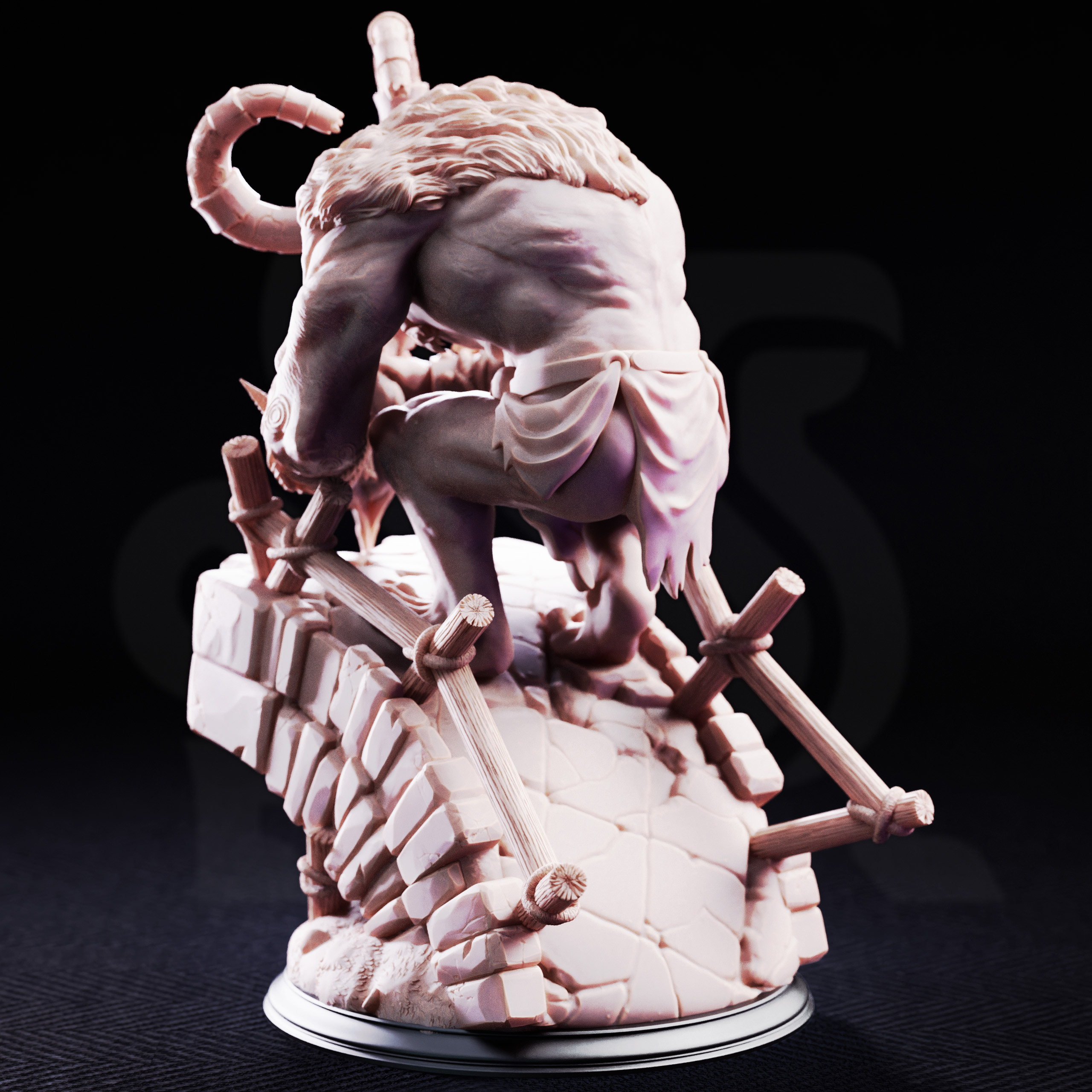 Unpainted resin miniature of Little John, bridge troll — view 3 of 4