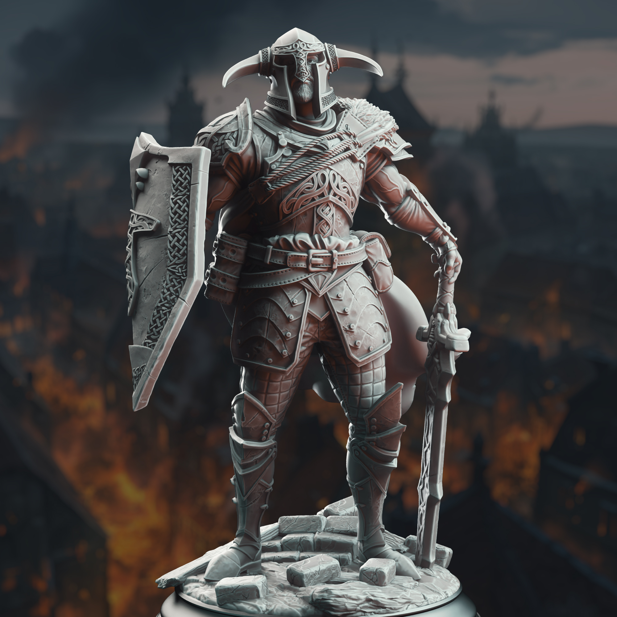 Unpainted resin miniature of Lizarin - Champion of Renmaeth