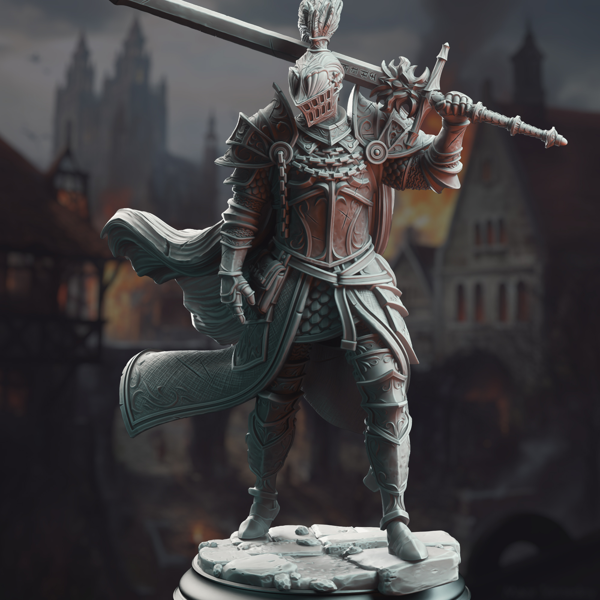 Unpainted resin miniature of Lothar the Black - Knight of the Dusk