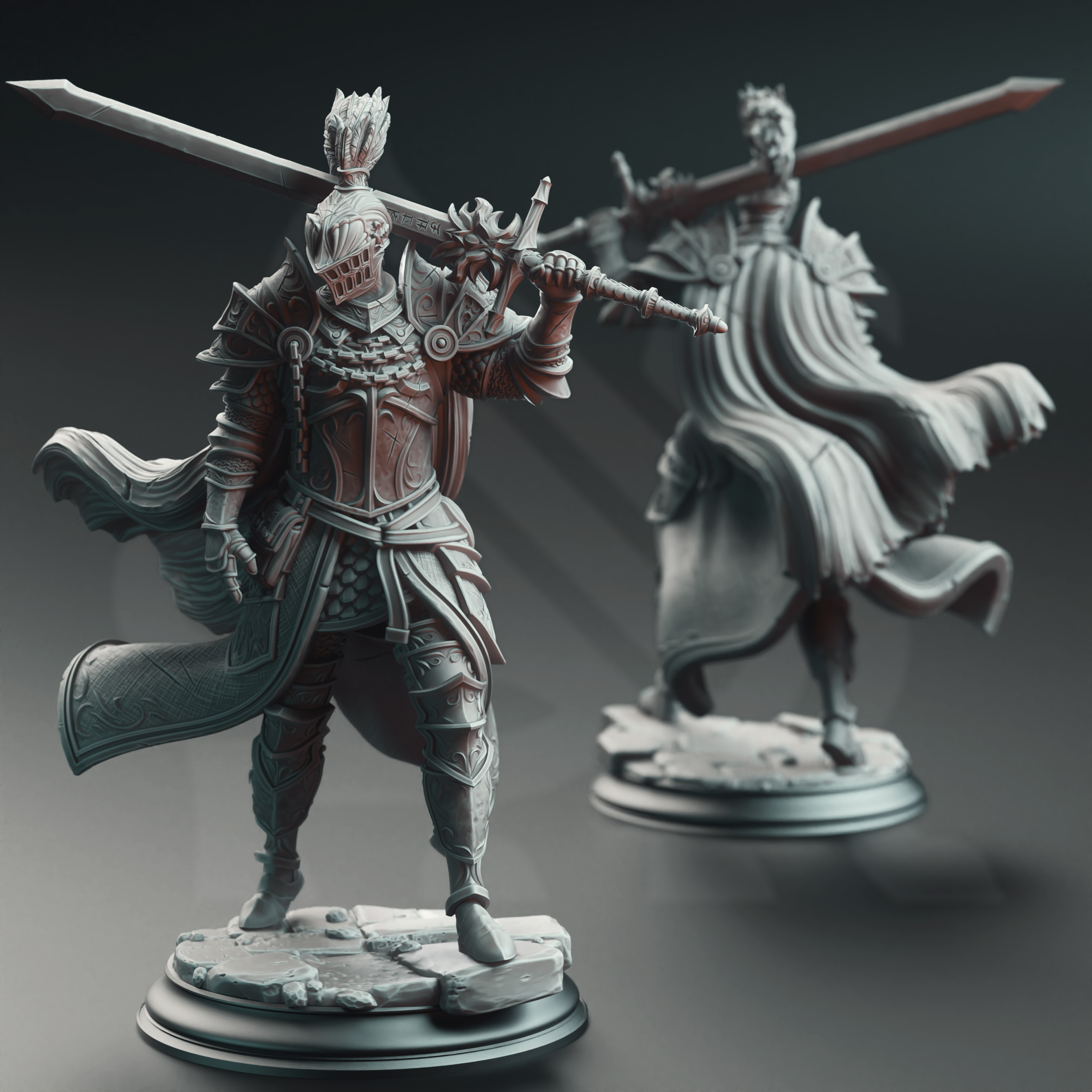 Unpainted resin miniature of Lothar the Black - Knight of the Dusk — view 2 of 4