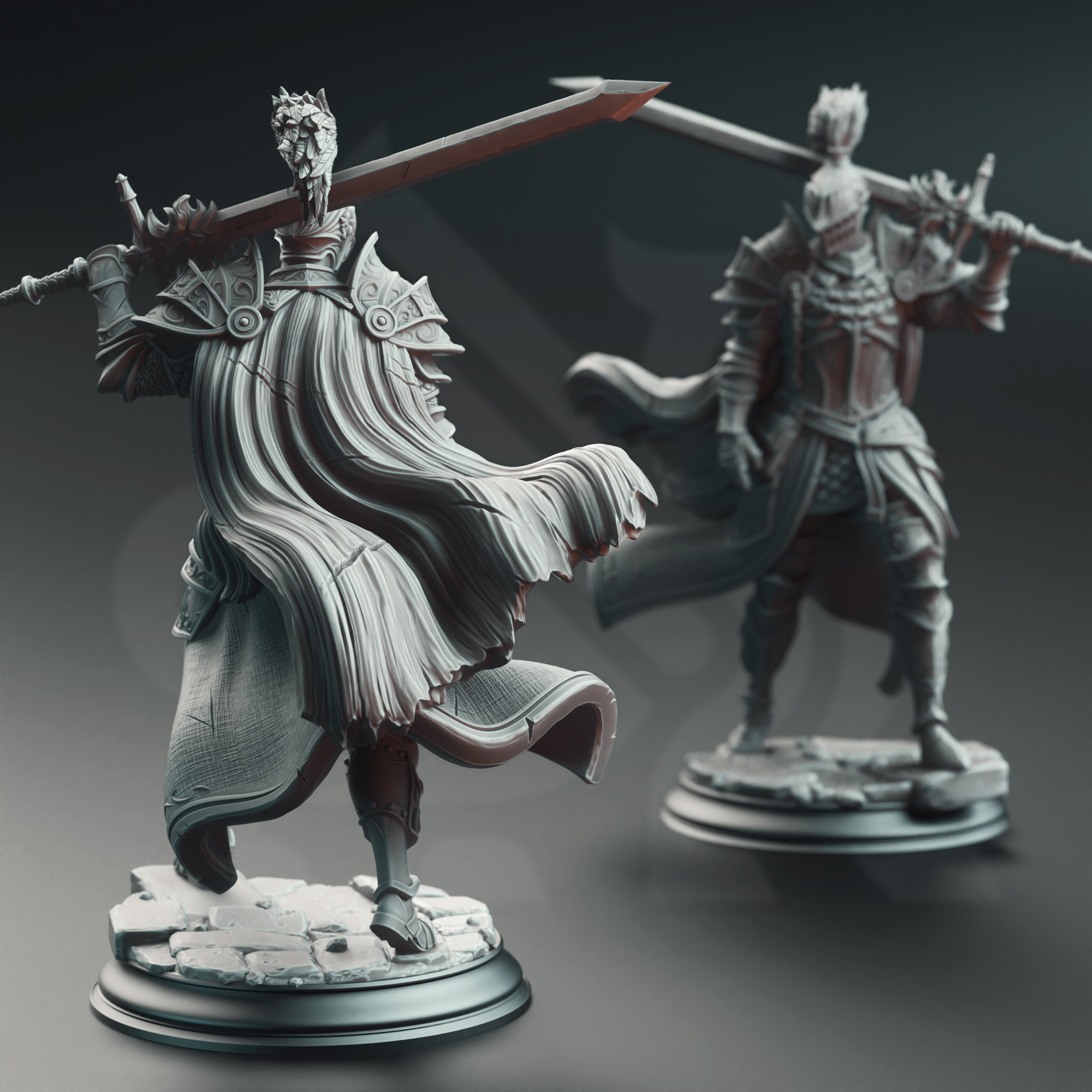 Unpainted resin miniature of Lothar the Black - Knight of the Dusk — view 3 of 4