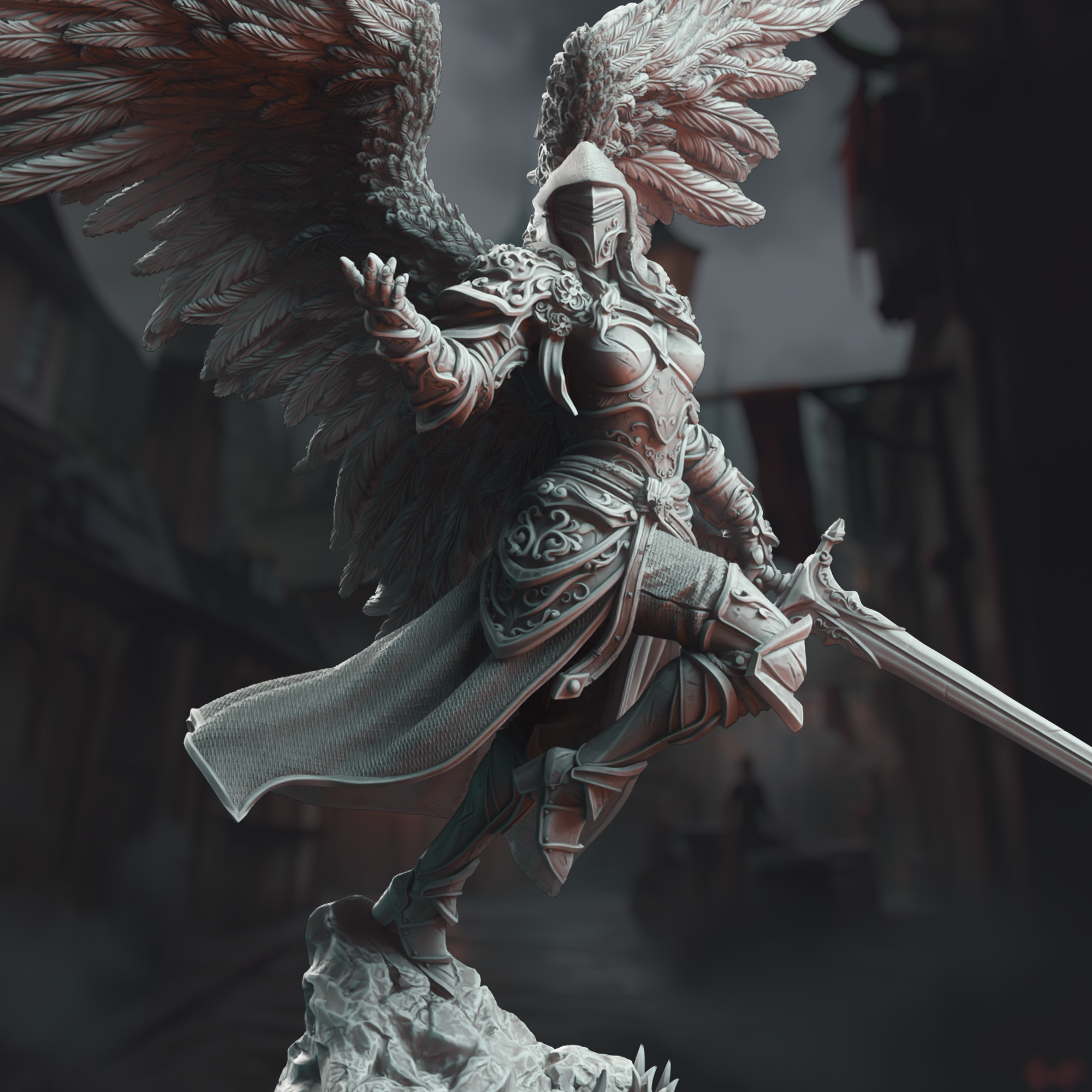 Unpainted resin miniature of Lydia Ascended - Horauthin’s Will