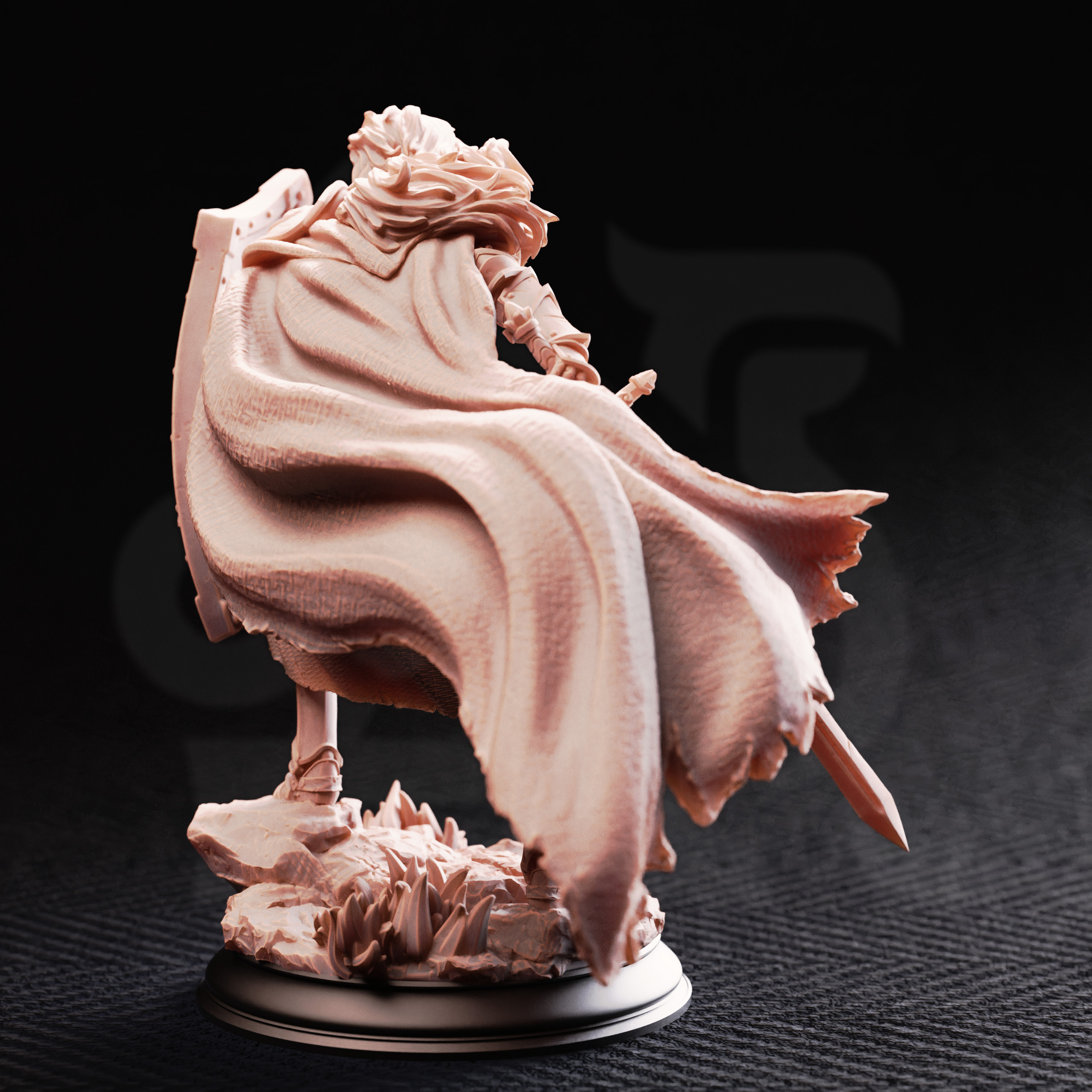 Unpainted resin miniature of Lydia the Untarnished, golden griffin sergeant — view 3 of 4