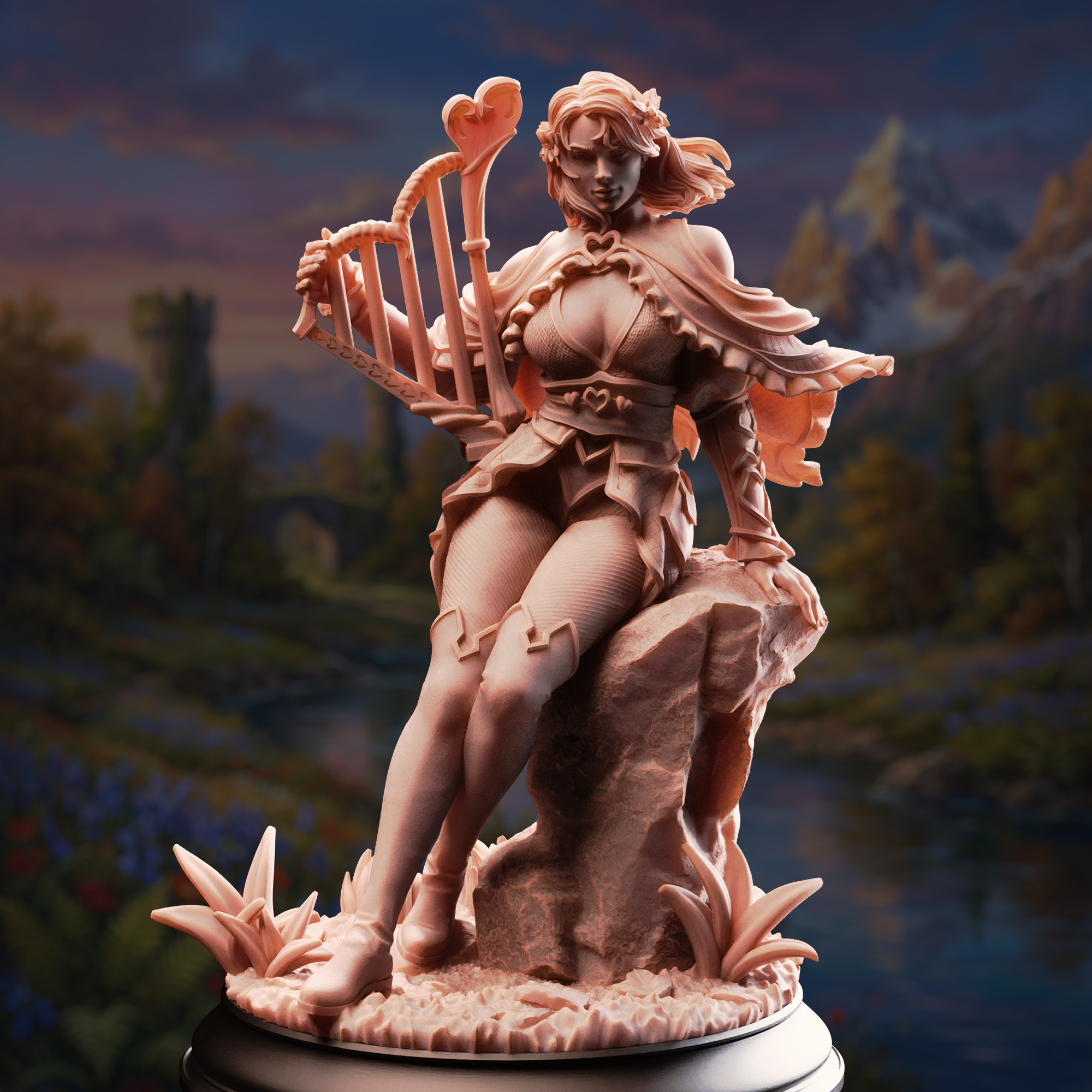Unpainted resin miniature of Mabel, bard of hearts — view 2 of 4