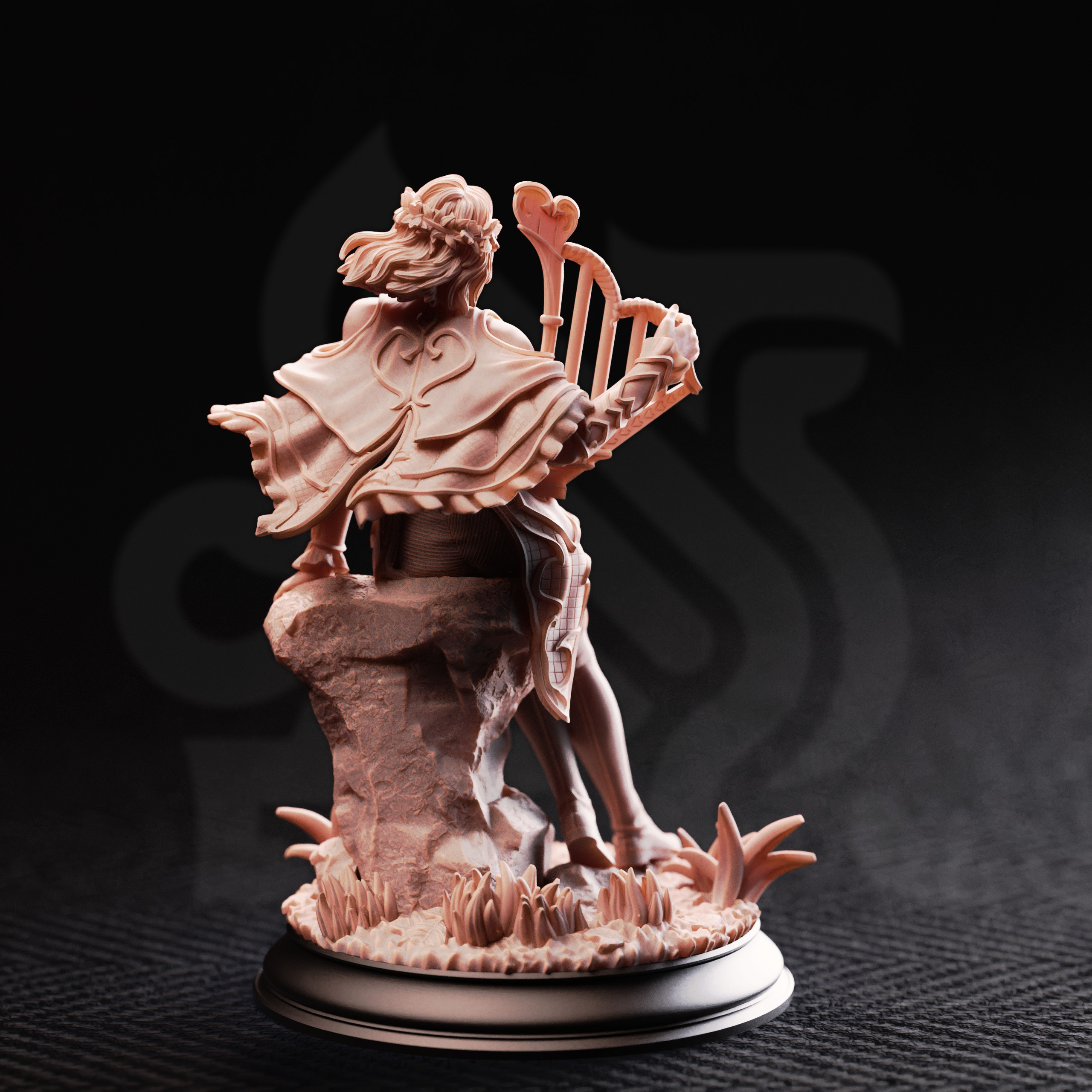 Unpainted resin miniature of Mabel, bard of hearts — view 3 of 4