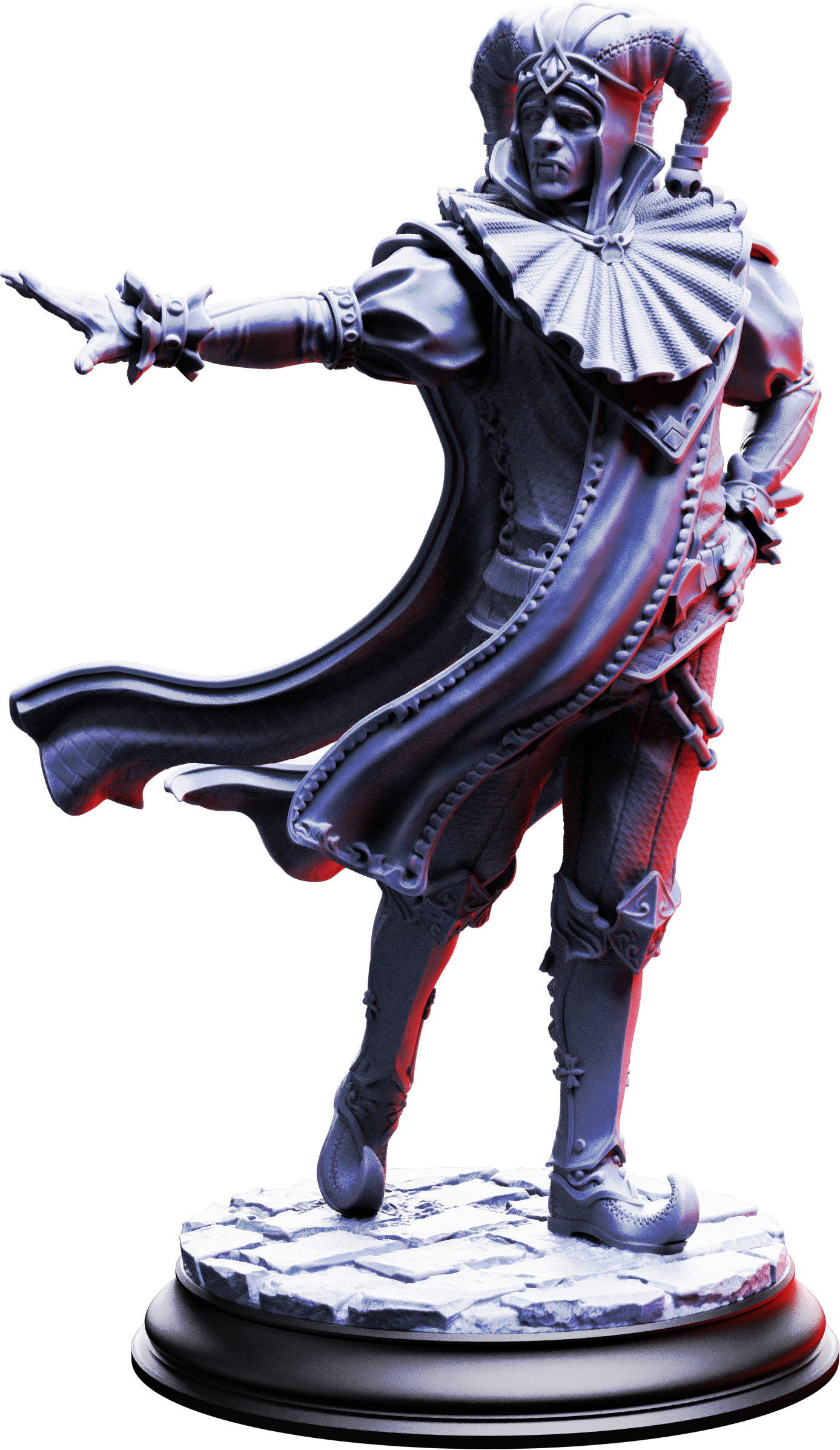 Unpainted resin miniature of Melancholy, sombre vampire jester — view 5 of 5