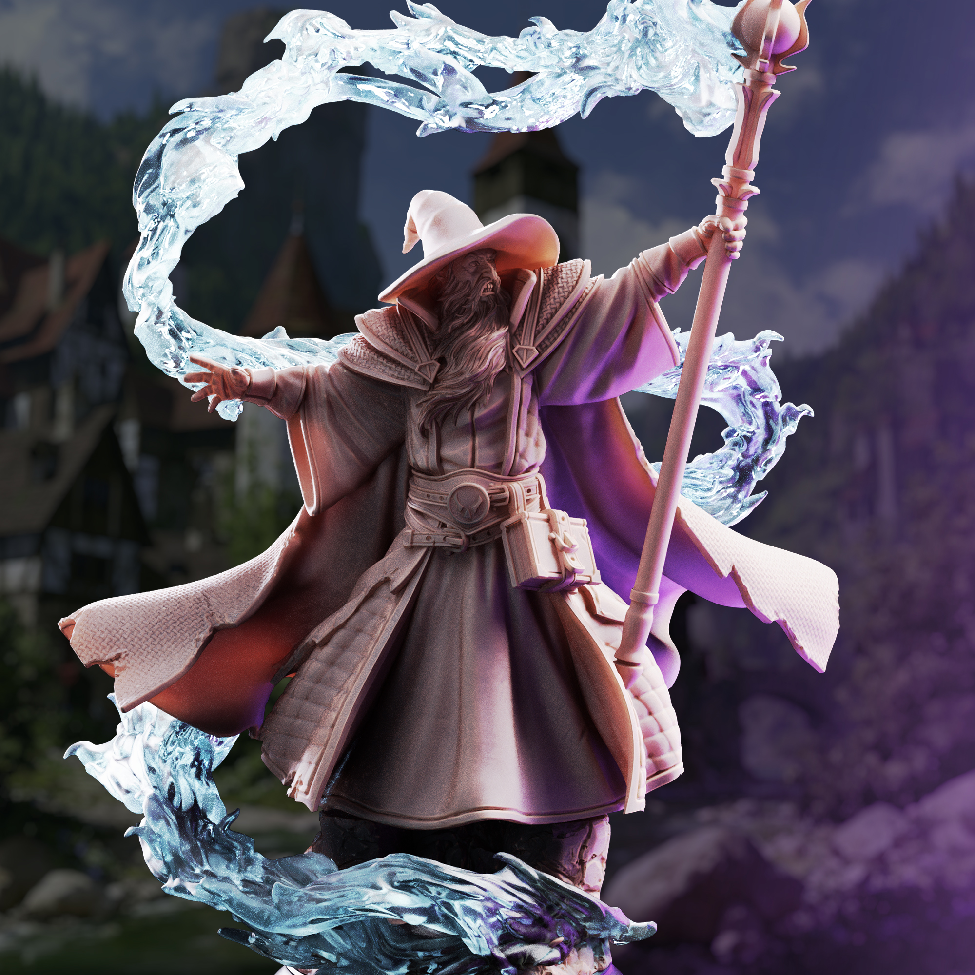 Unpainted resin miniature of Merlin of Monmouth, elder wizard — view 2 of 4