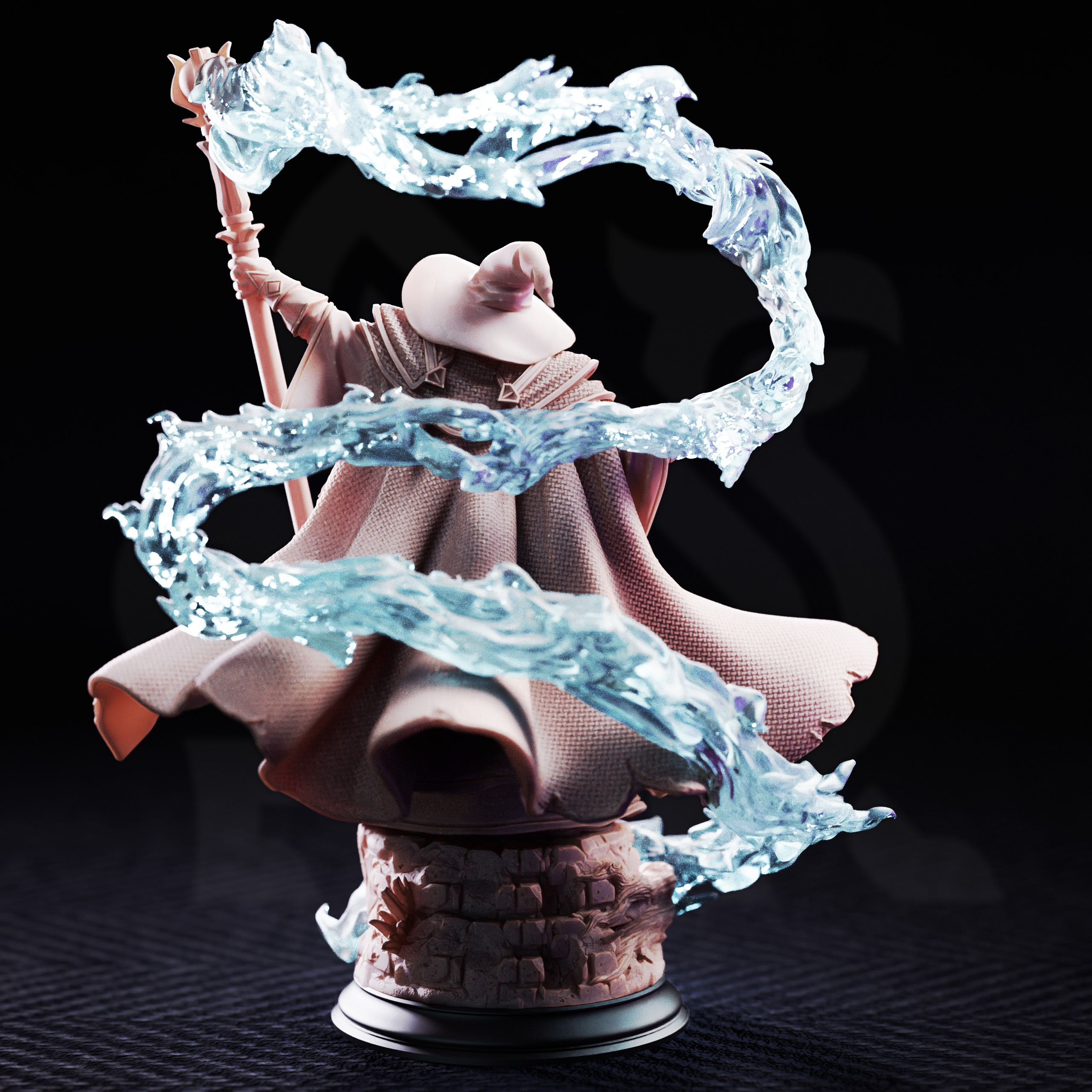 Unpainted resin miniature of Merlin of Monmouth, elder wizard — view 3 of 4