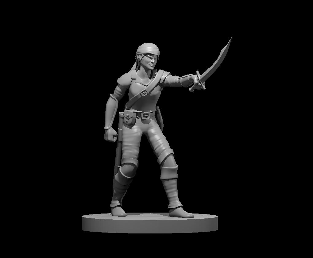 Unpainted resin miniature of a bandit with a shortsword, sculpted by MZ4250