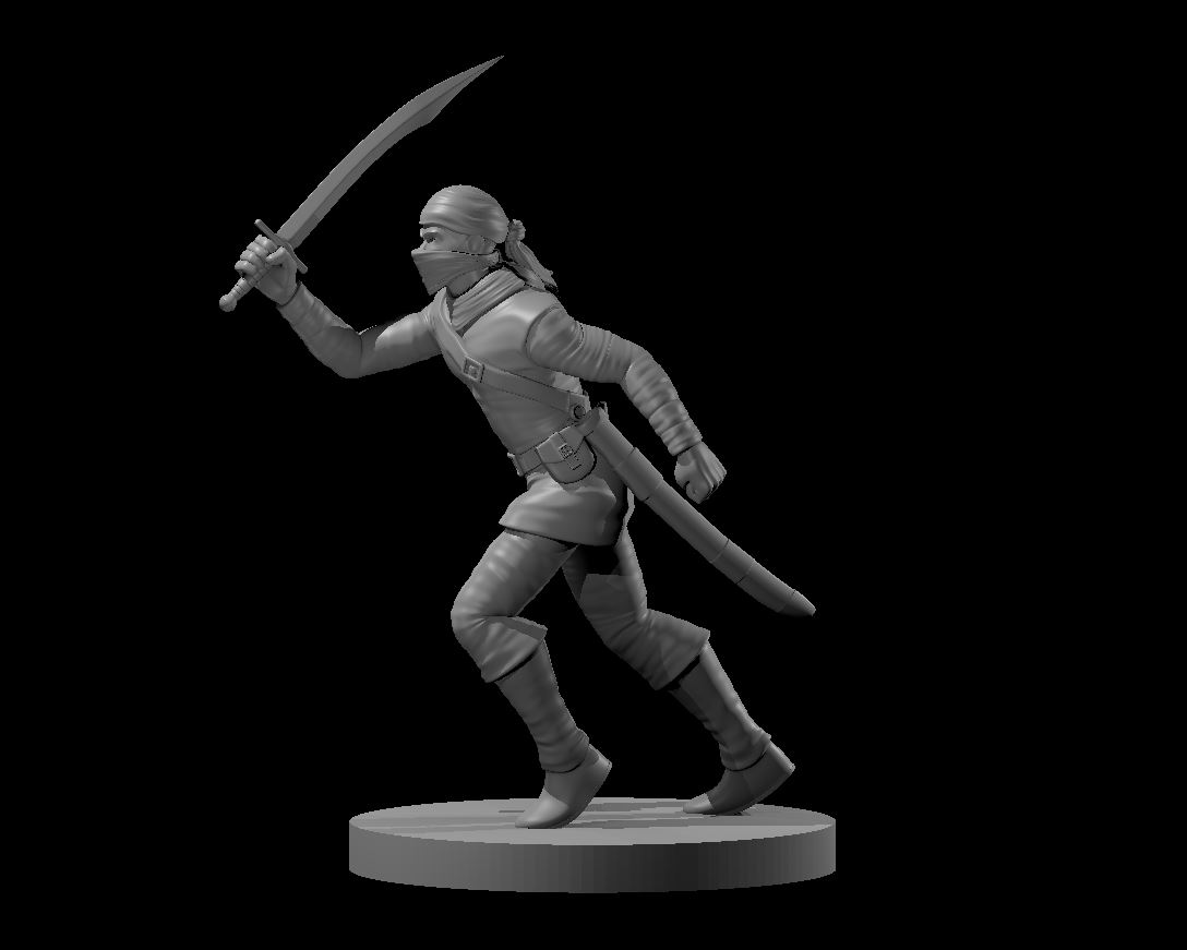 Unpainted resin miniature of a bandit with a club, sculpted by MZ4250