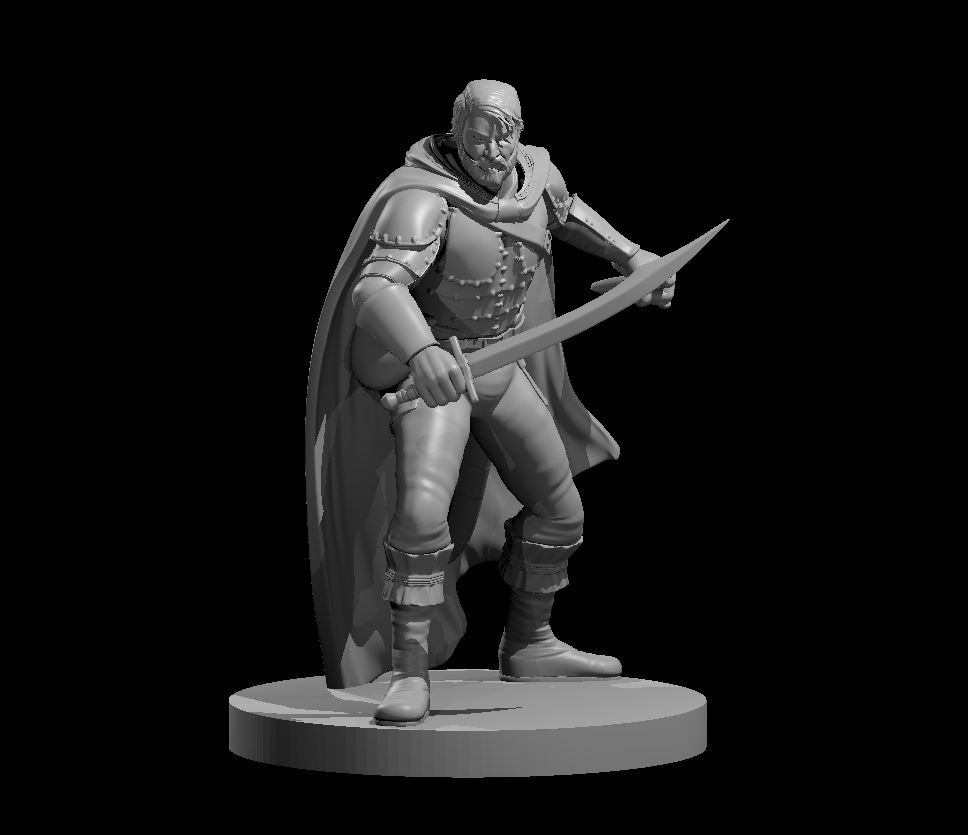 Unpainted resin miniature of a bandit with a dagger, sculpted by MZ4250