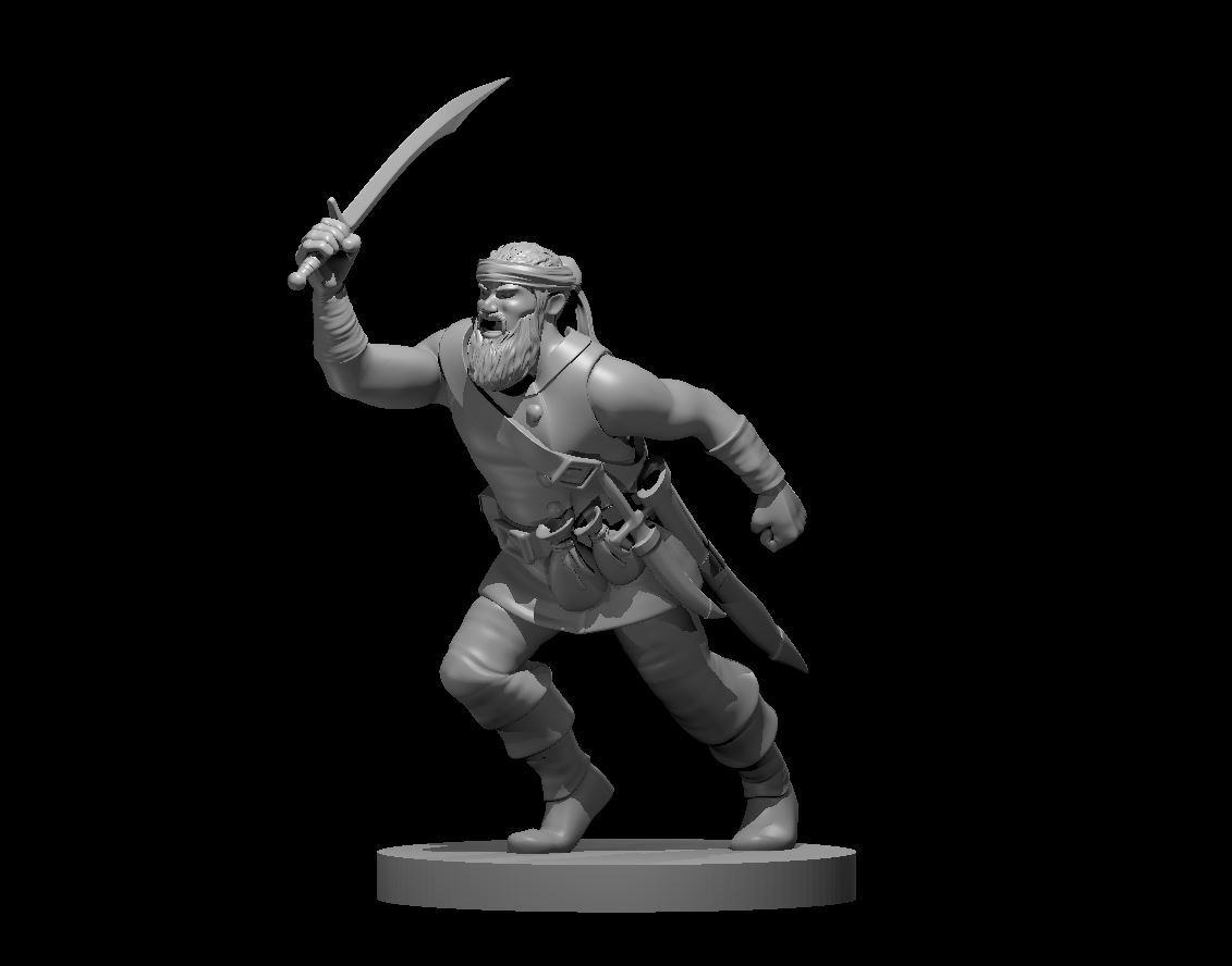 Unpainted resin miniature of a bandit captain, sculpted by MZ4250