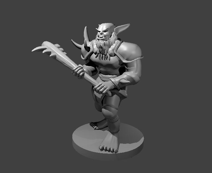 Unpainted resin miniature of a bugbear with a club, sculpted by MZ4250