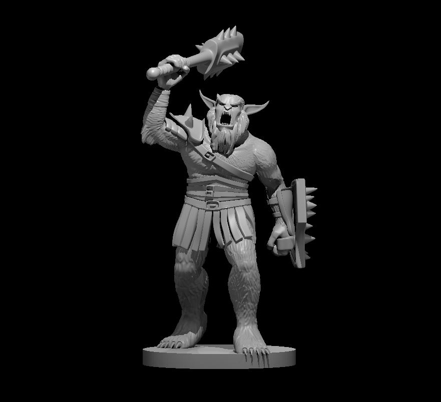 Unpainted resin miniature of a bugbear chief, sculpted by MZ4250