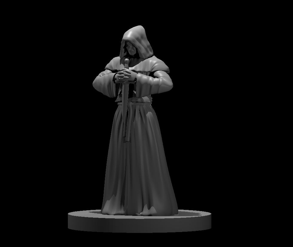 Unpainted resin miniature of a cultist with a ritual dagger, sculpted by MZ4250