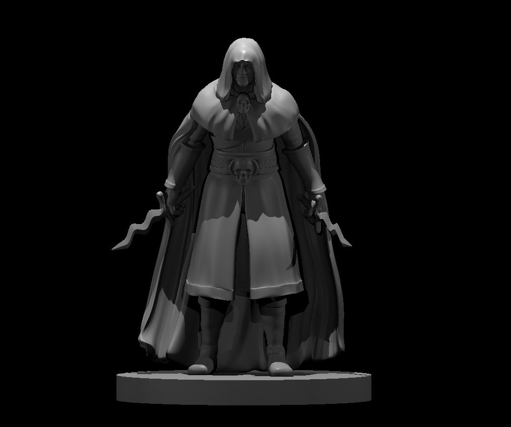Unpainted resin miniature of a cult fanatic mid-incantation, sculpted by MZ4250