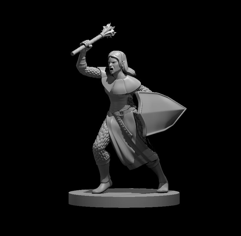 Unpainted resin miniature of a dark priestess, sculpted by MZ4250