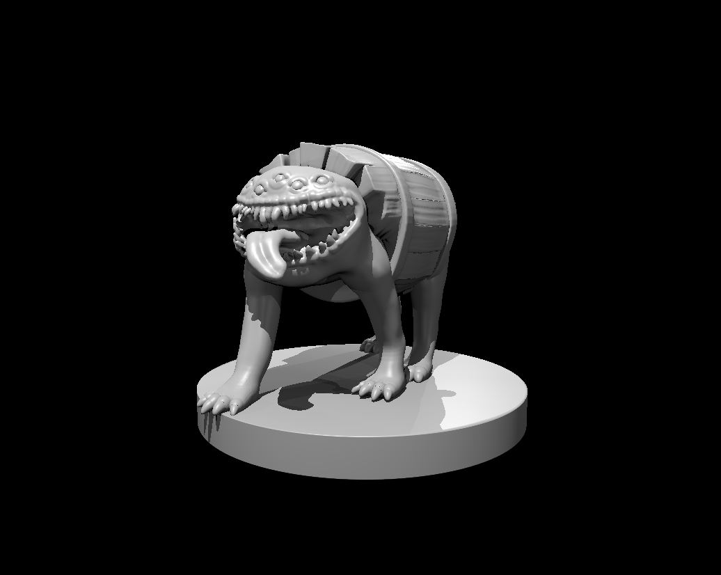 Unpainted resin miniature of a barrel mimic, sculpted by MZ4250
