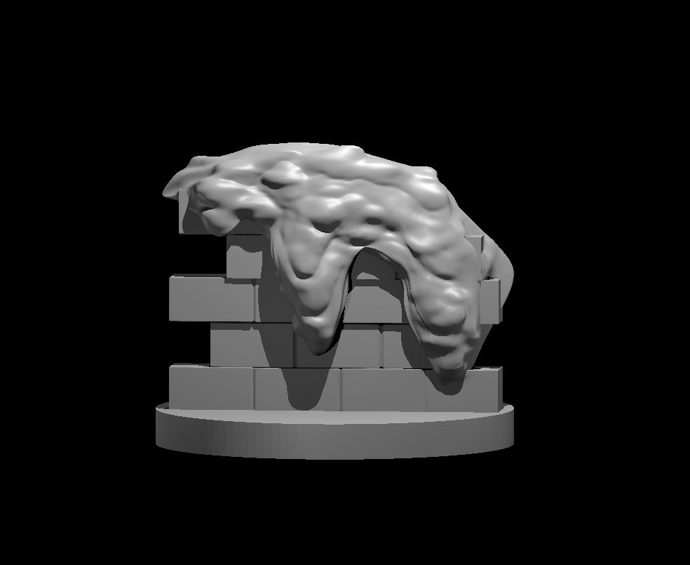 Unpainted resin miniature of a gray ooze, sculpted by MZ4250