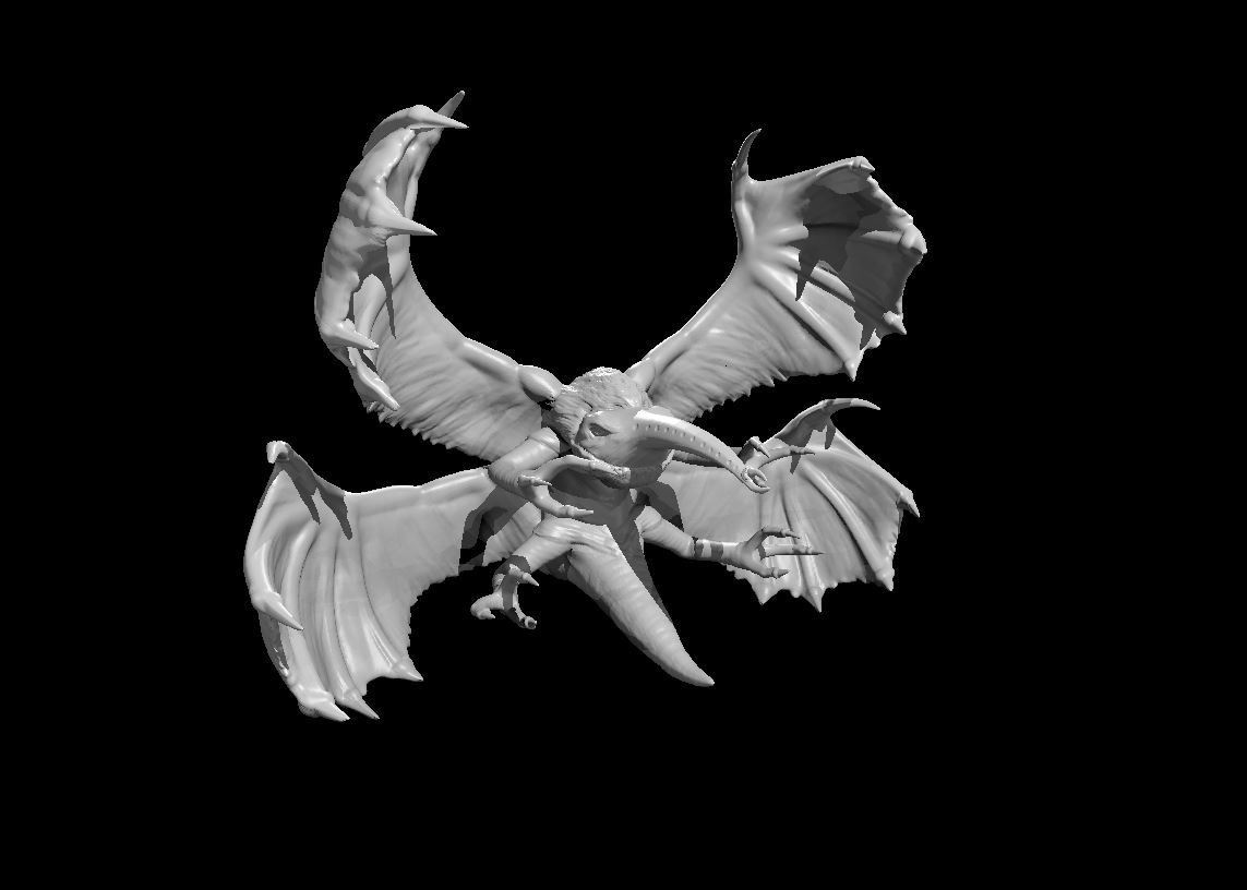 Unpainted resin miniature of a stirge, sculpted by MZ4250