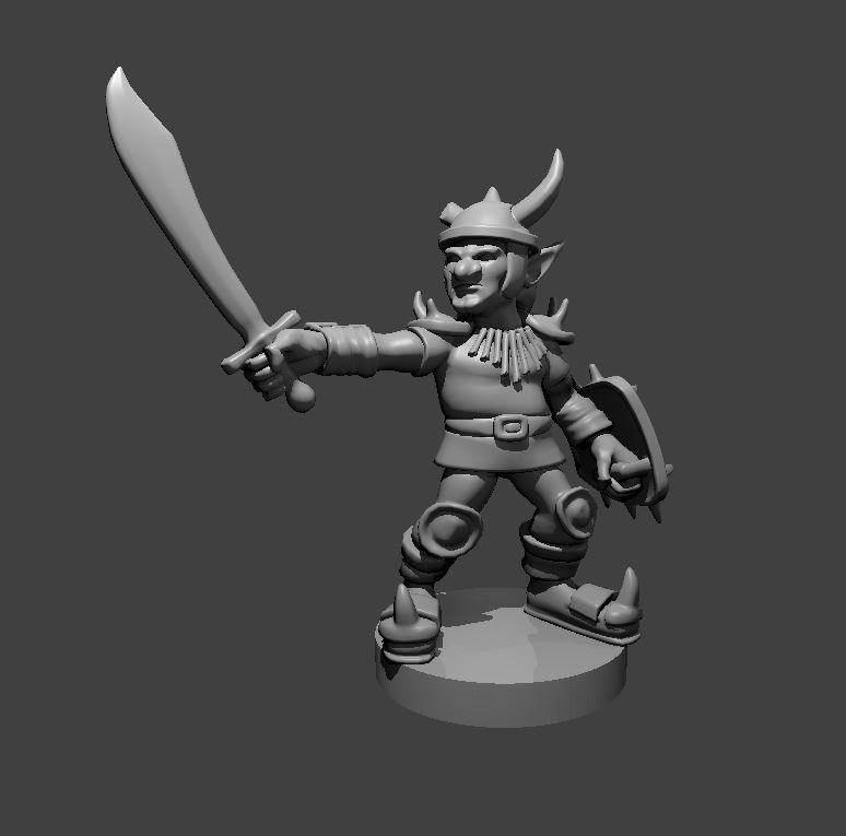 Unpainted resin miniature of a goblin chief, sculpted by MZ4250