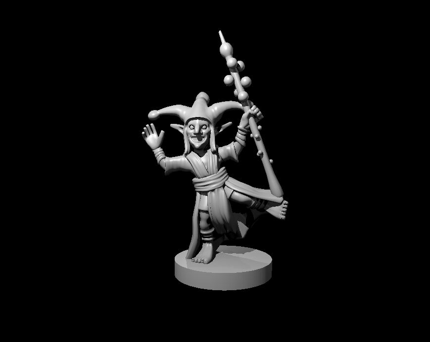 Unpainted resin miniature of a goblin with a scimitar and shield, sculpted by MZ4250