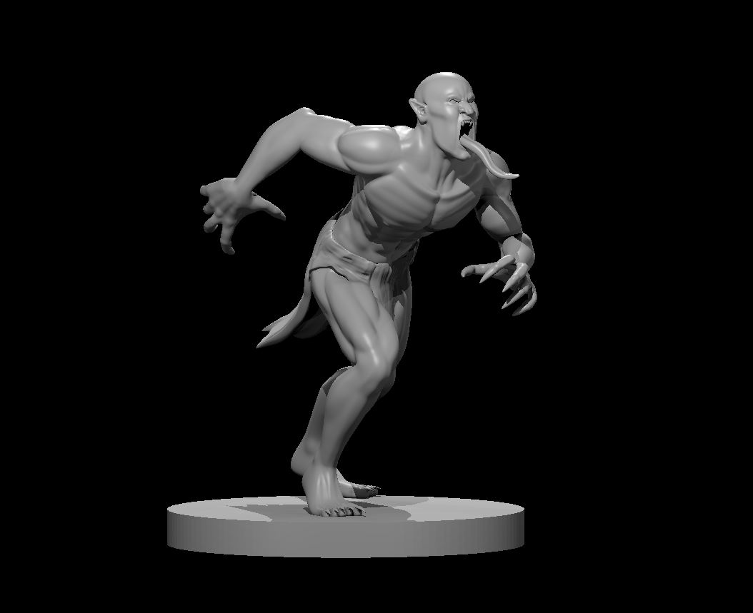 Unpainted resin miniature of a leaping ghoul, sculpted by MZ4250