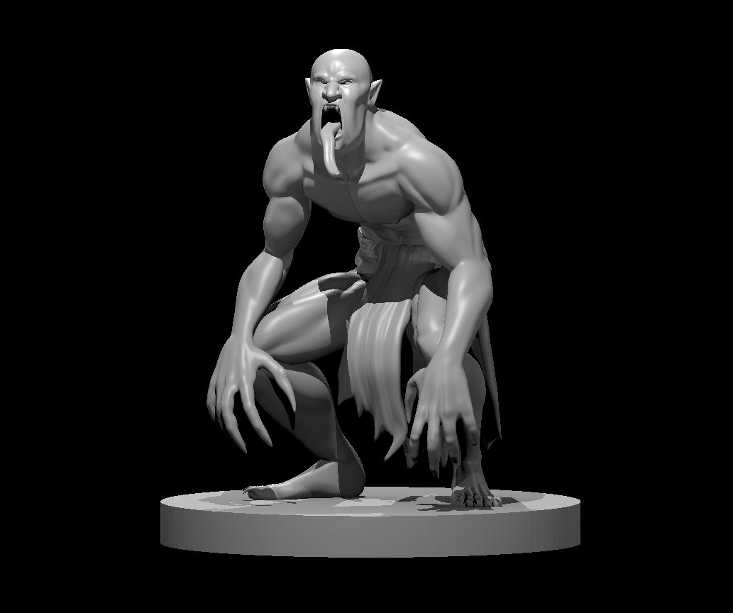Unpainted resin miniature of a feeding ghoul, sculpted by MZ4250