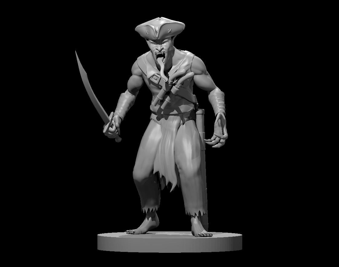 Unpainted resin miniature of a ghast in a pirate's rags, sculpted by MZ4250