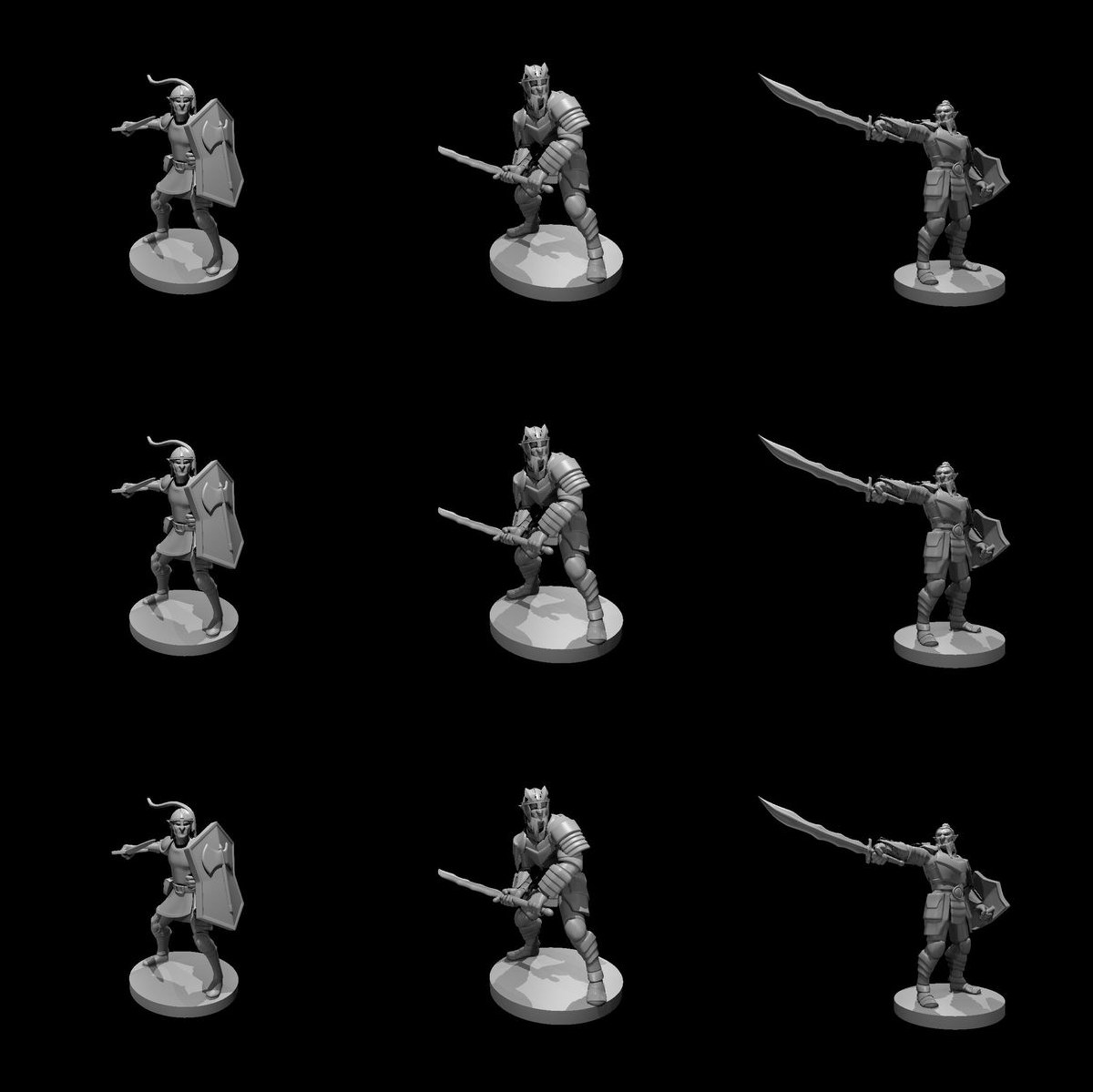 A Host of Hobgoblins: 9 unpainted resin miniatures by MZ4250 — seven hobgoblin soldiers, their captain and a warlord. Render sheet; a photograph of the printed set will replace it.