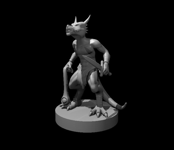 Unpainted resin miniature of a kobold with a spear, sculpted by MZ4250