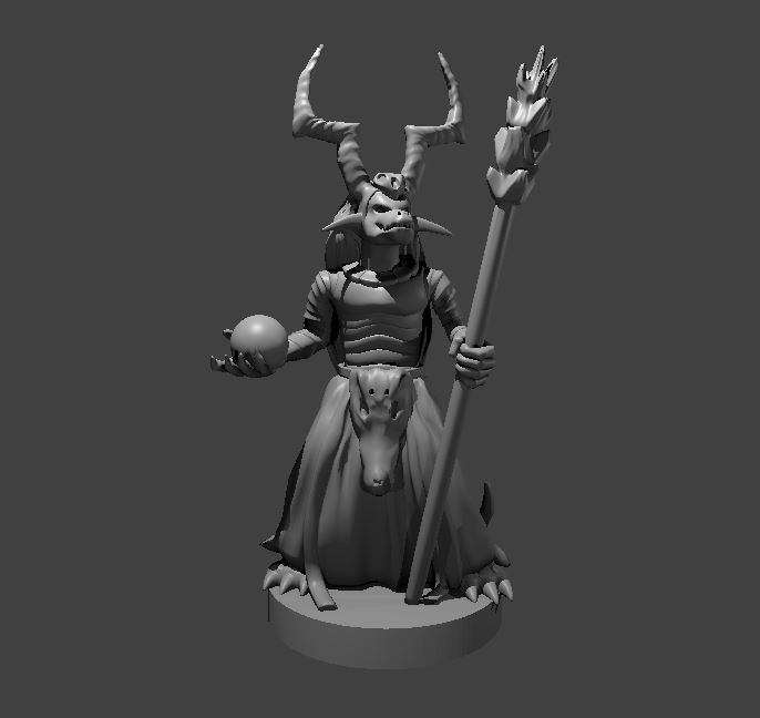 Unpainted resin miniature of a kobold chief, sculpted by MZ4250