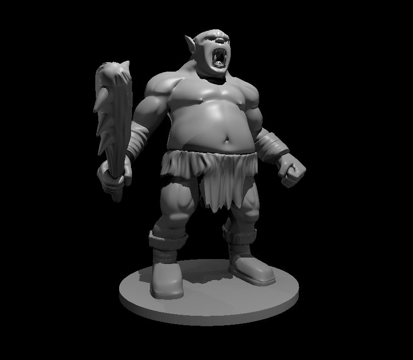 Unpainted resin miniature of a ogre with a club, sculpted by MZ4250