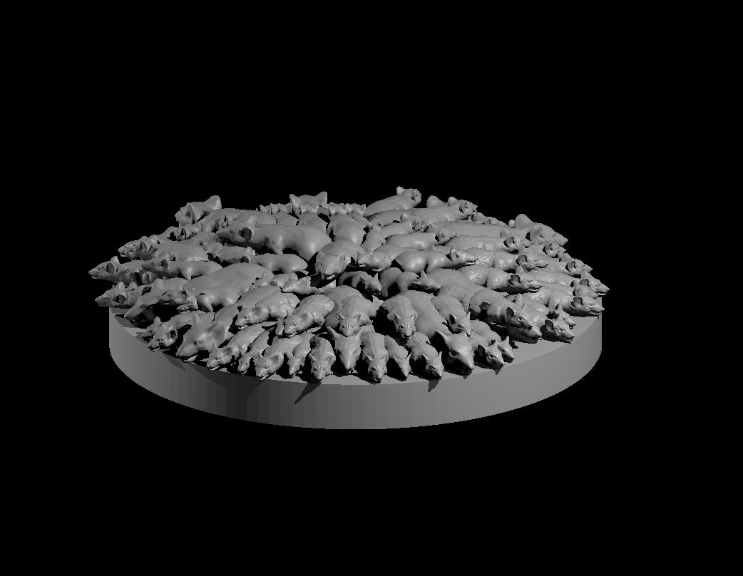 Unpainted resin miniature of a swarm of rats, sculpted by MZ4250