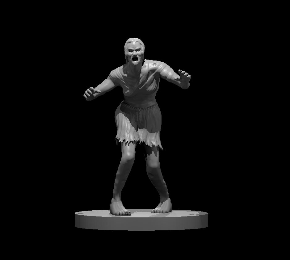 Unpainted resin miniature of a shambling zombie, sculpted by MZ4250