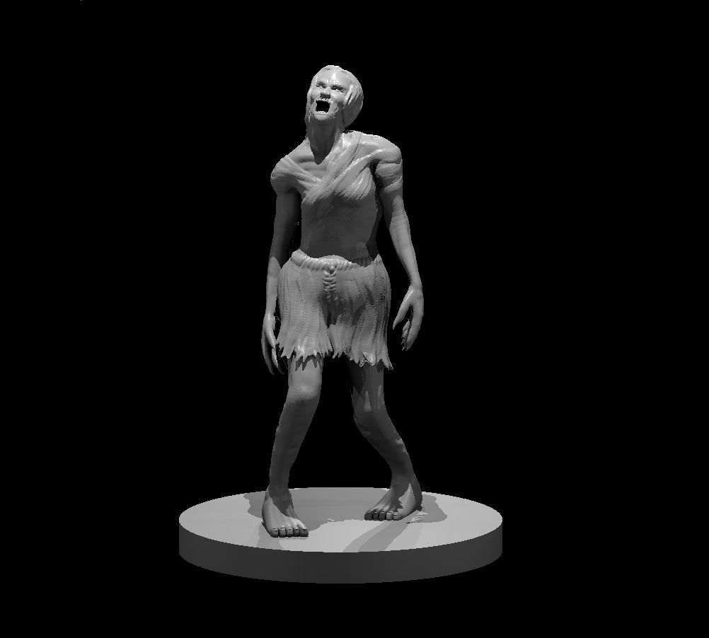 Unpainted resin miniature of a lurching zombie, sculpted by MZ4250